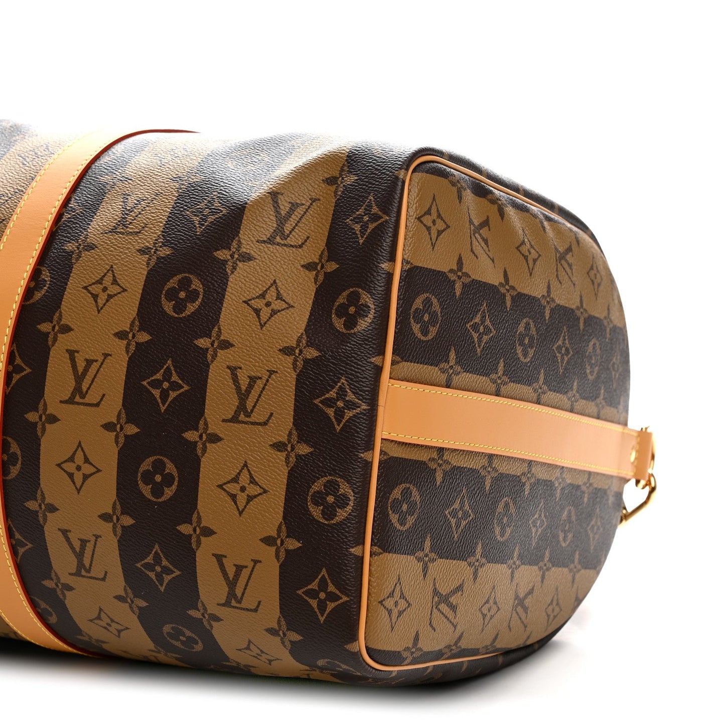X NIGO Reverse Monogram Stripe Keepall Bandouliere 50 Brown