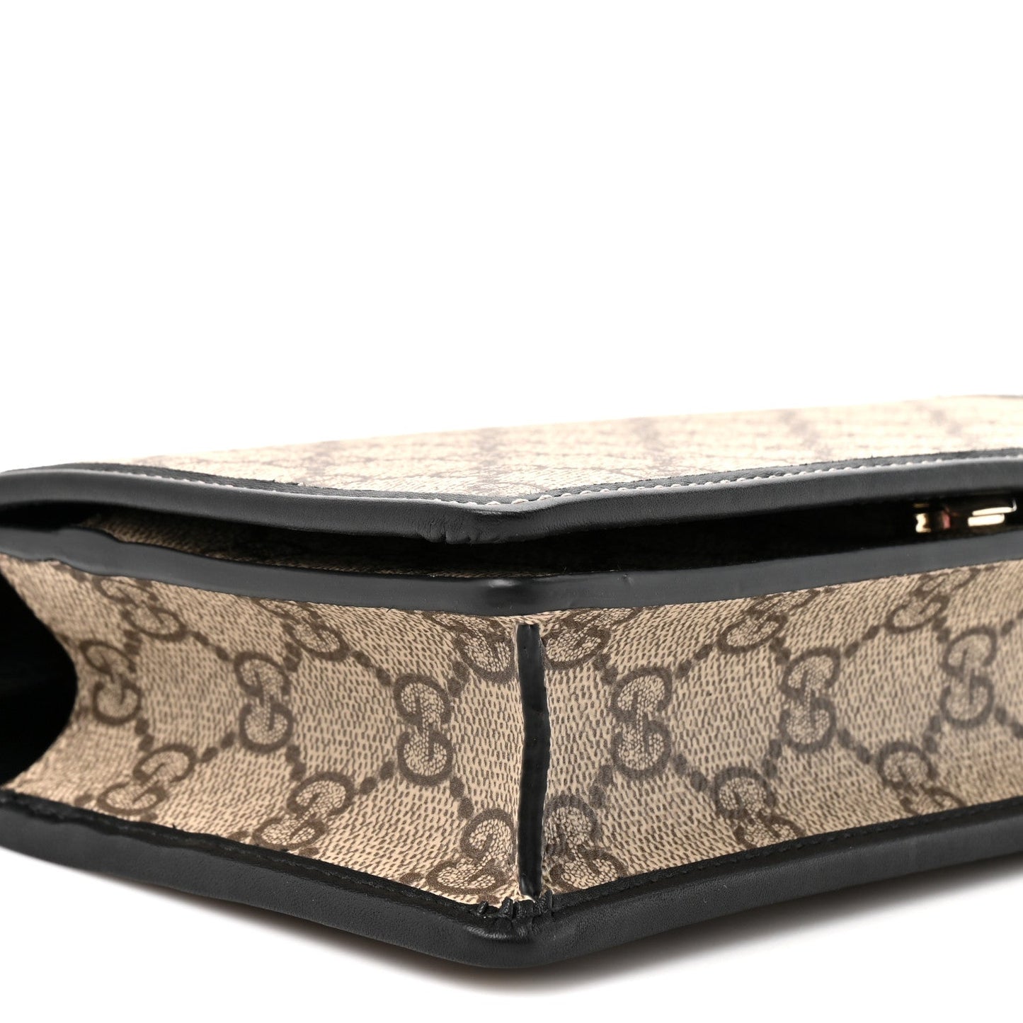 GG Emblem Monogram Wallet With Strap Beige Ebony Black