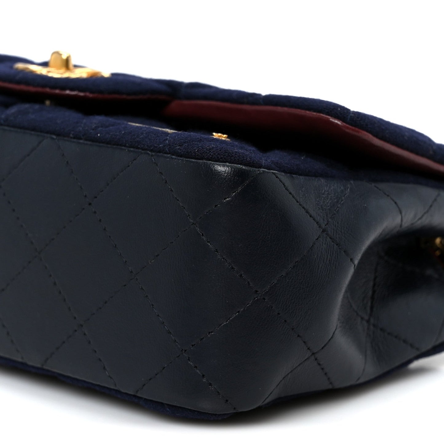 Felt Quilted Paris-Hamburg Charms Mini Rectangular Flap Black Dark Navy