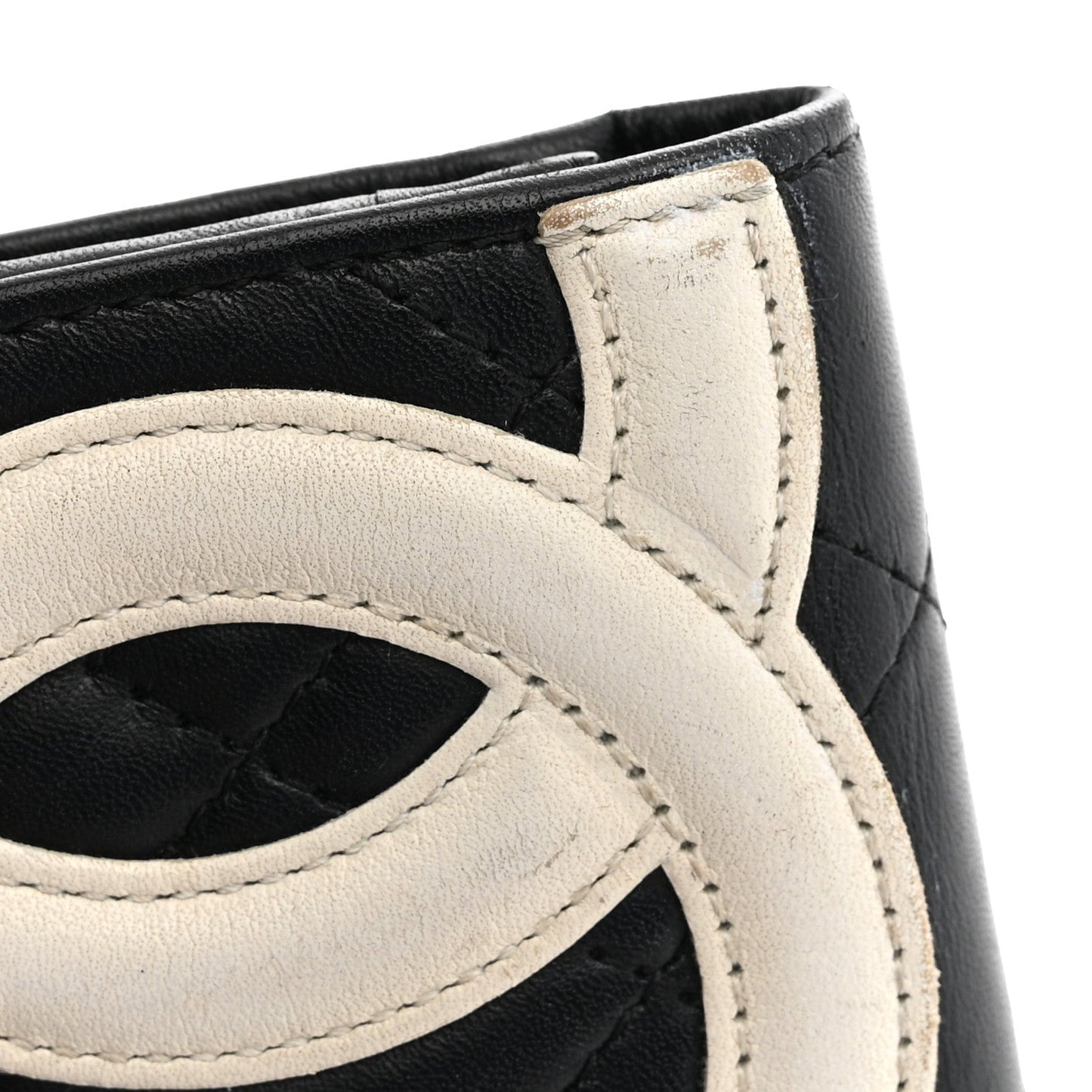 Calfskin Quilted Cambon Flap Wallet Black