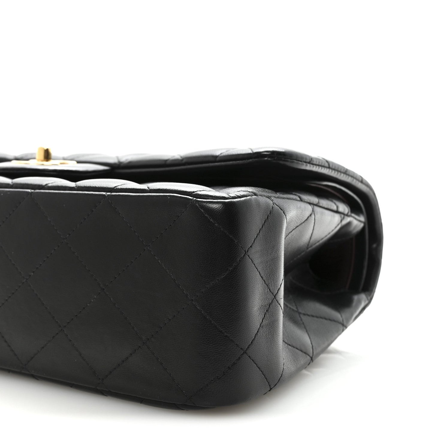 Lambskin Quilted Jumbo Double Flap Black