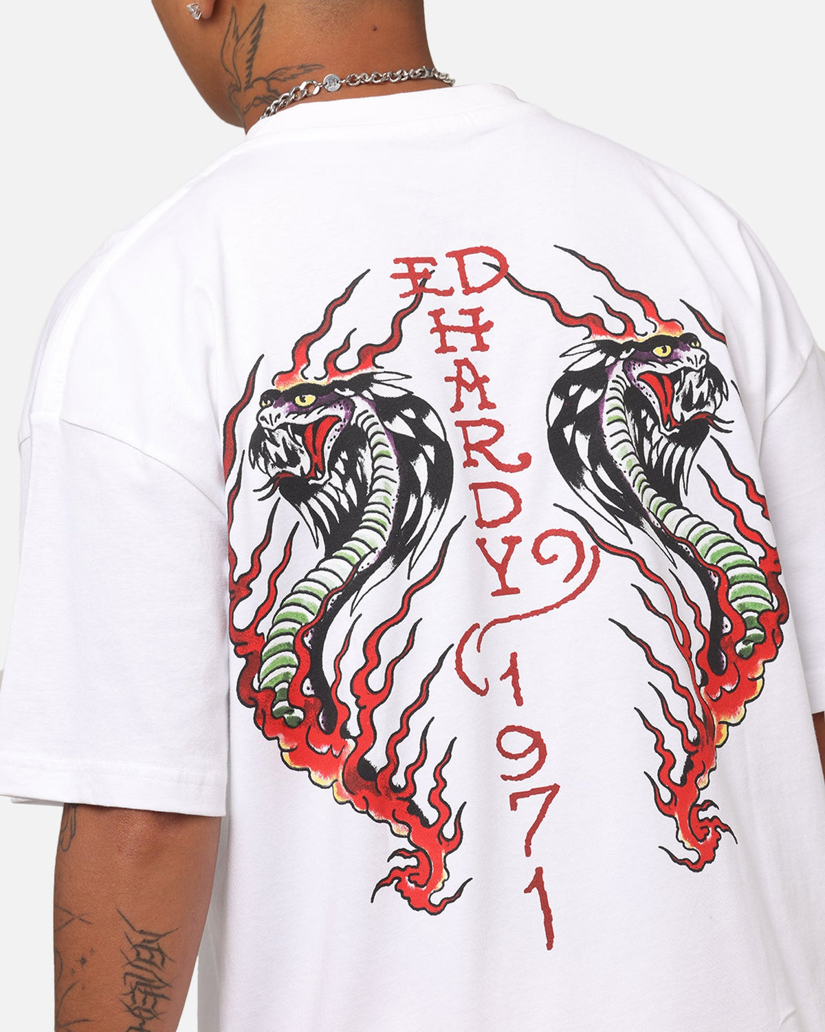 Ed Hardy Flaming Cobra T-Shirt White