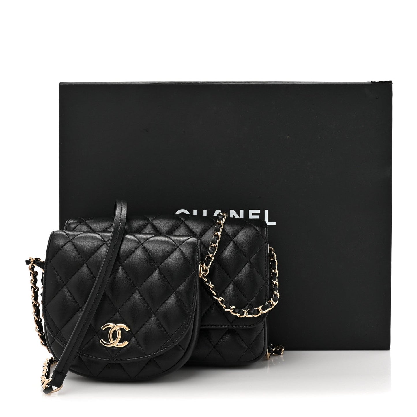 Lambskin Quilted Side Packs Black