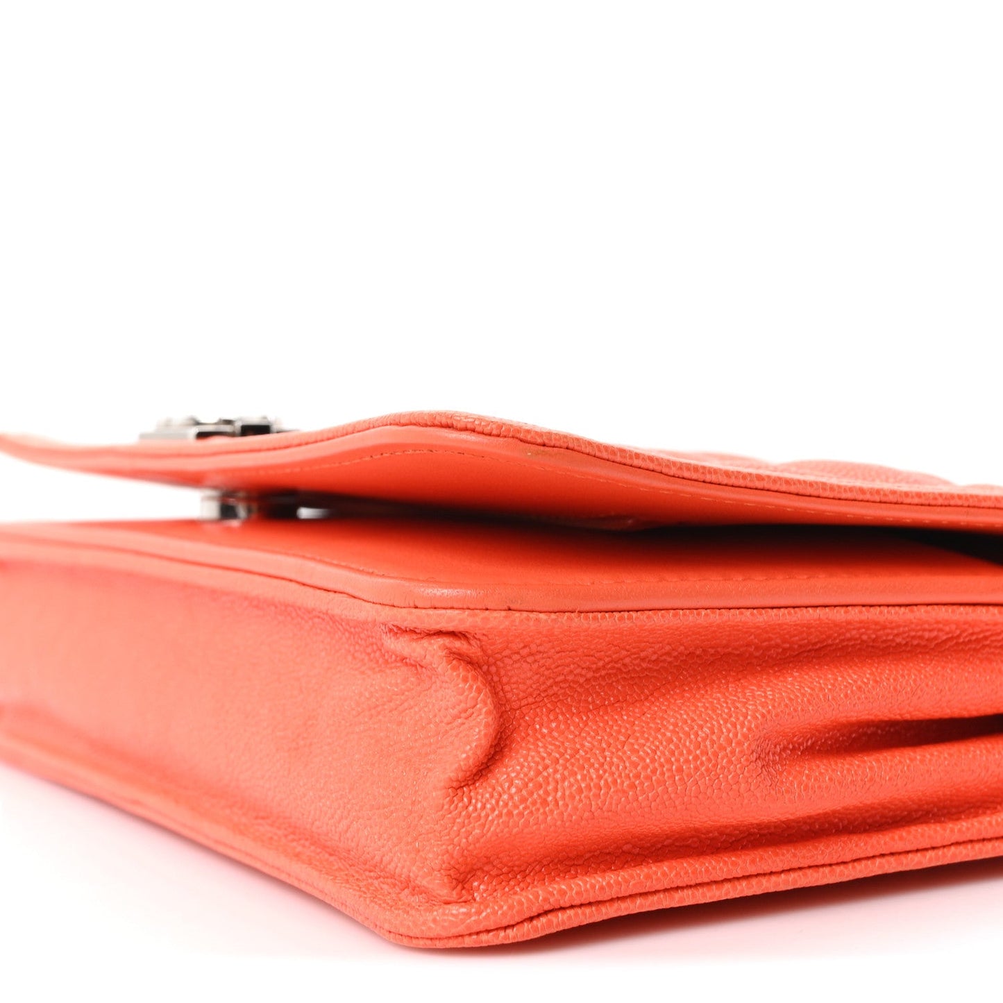 Caviar Quilted Boy Wallet On Chain WOC Orange