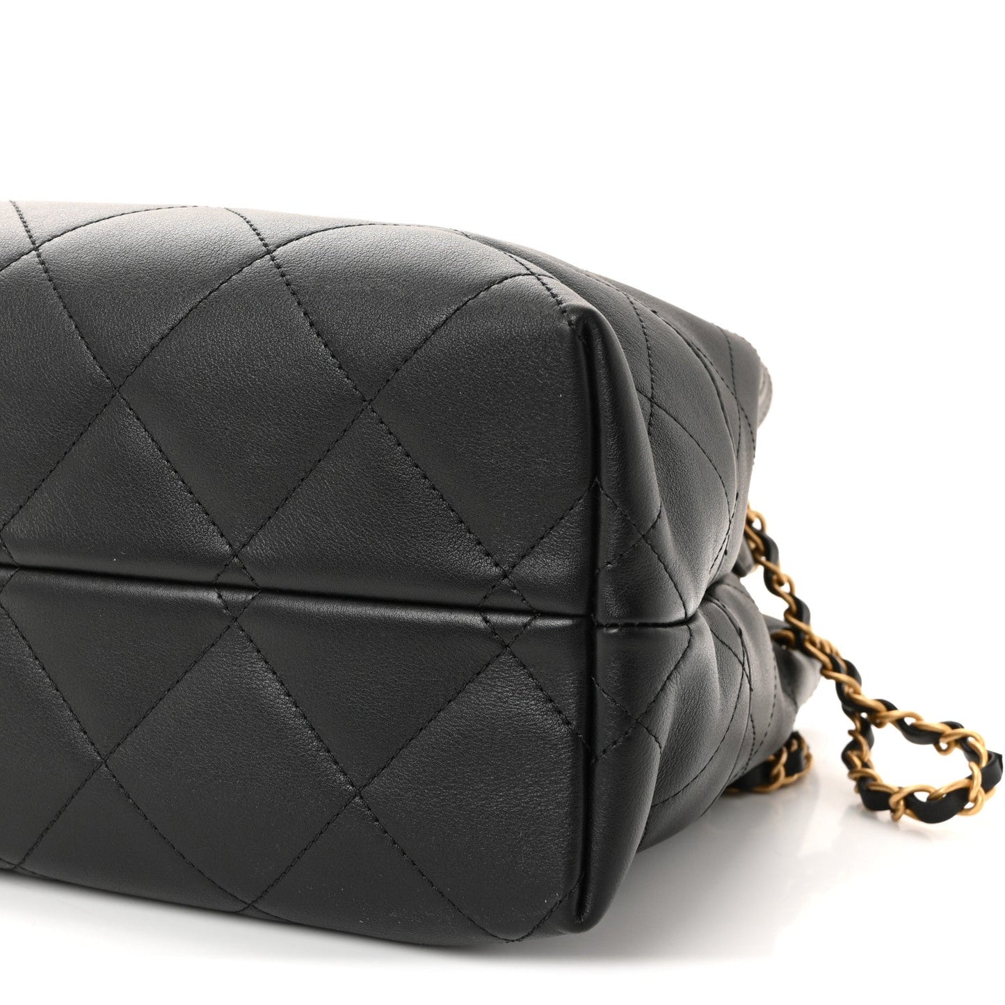 Calfskin Quilted Small Coco Base Shopping Bag Black