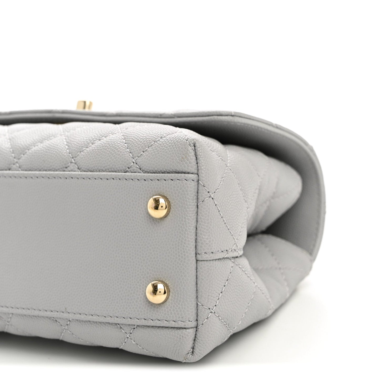 Caviar Quilted Mini Coco Handle Flap Light Grey