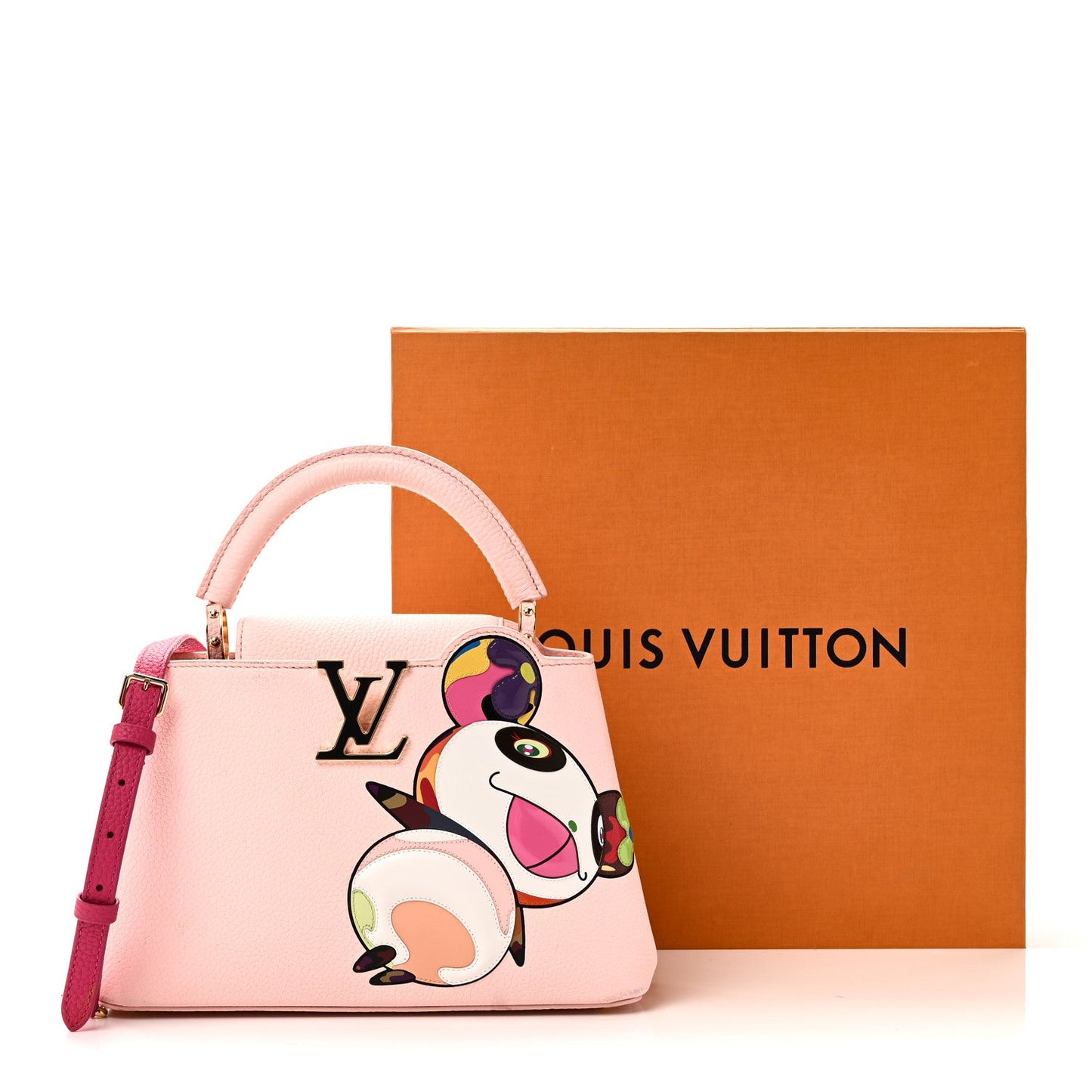 LV X TM Taurillon Superflat Panda Capucines BB Opal Pink