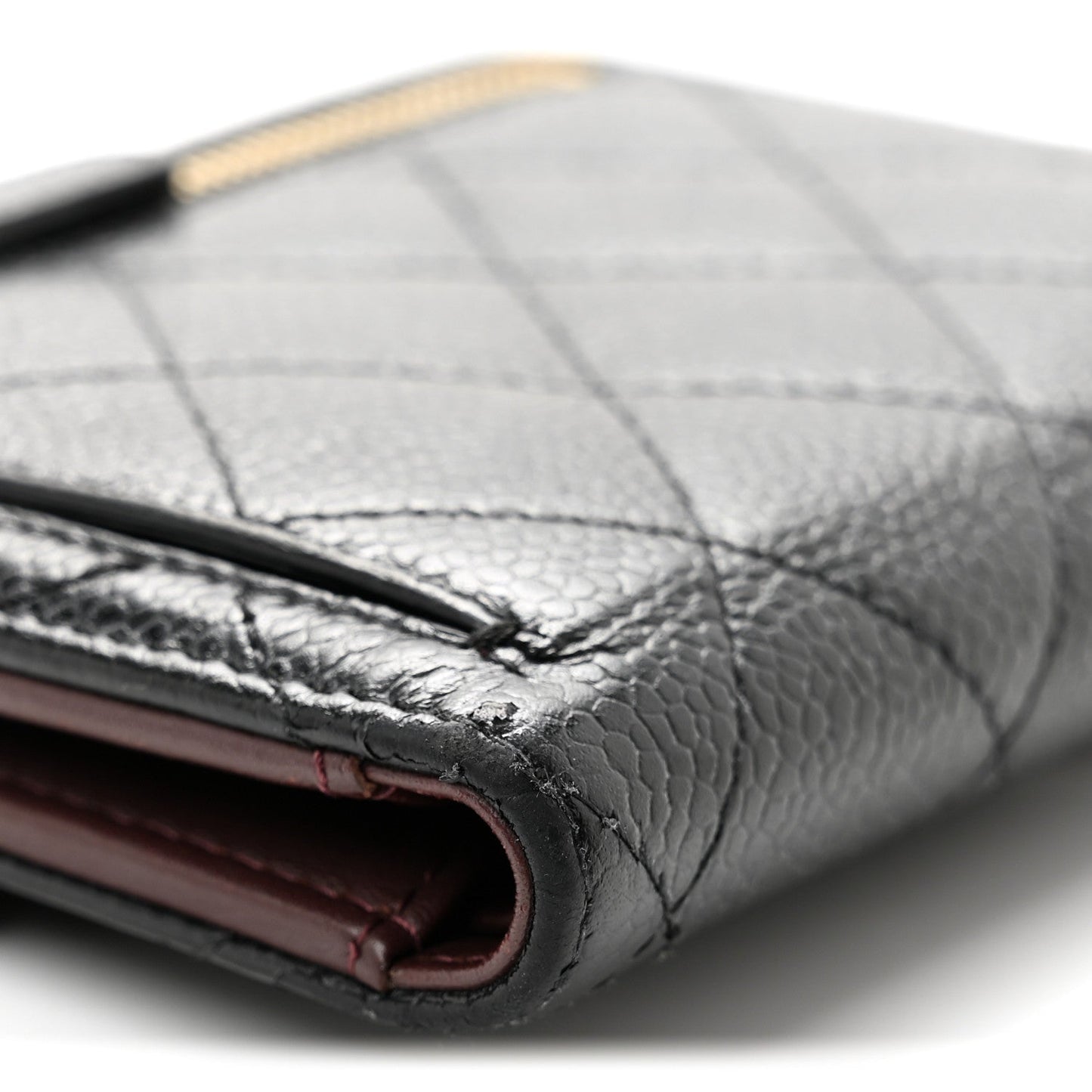 Caviar Quilted Compact Flap Wallet Black