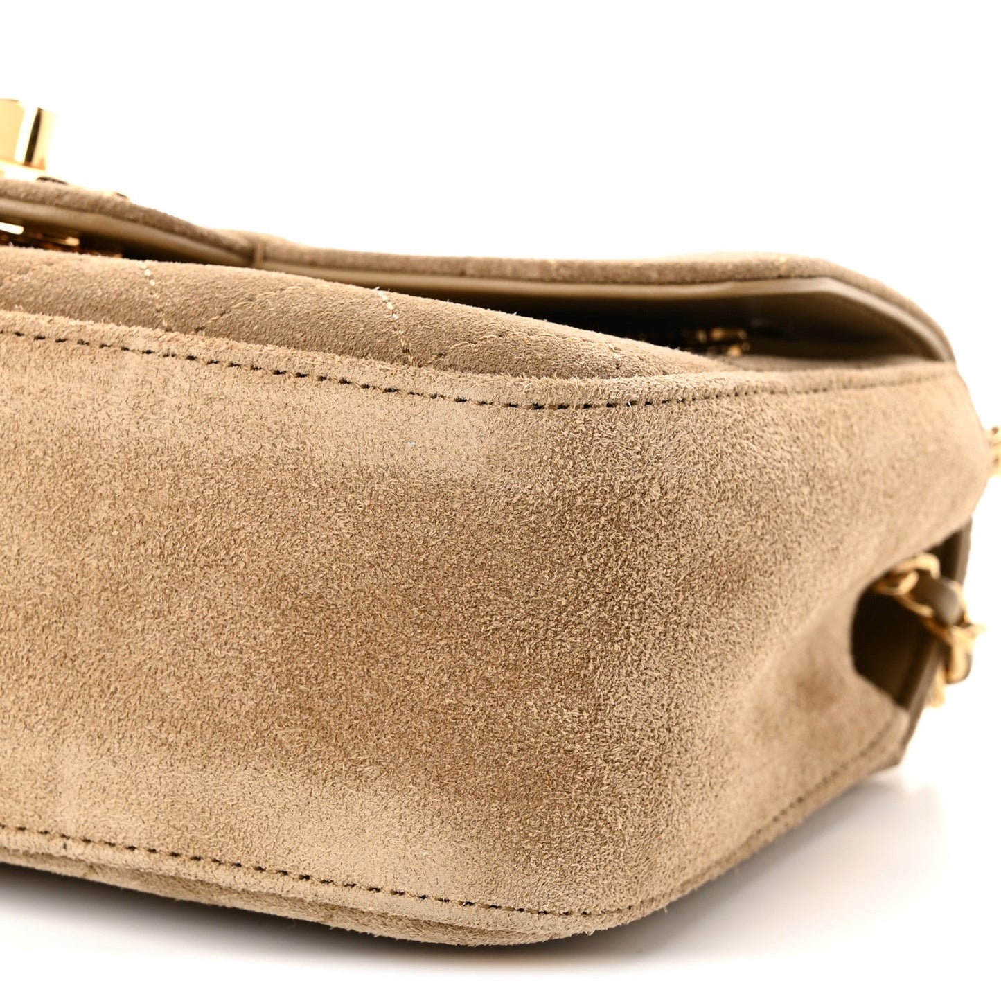 Suede Calfskin Mini Souplissimo Flap Dark Beige