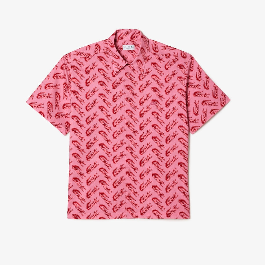 LACOSTE - RELAXED FIT SHORT SLEEVE VINTAGE PRINT SHIRTS Men’s -RED/WHITE-042