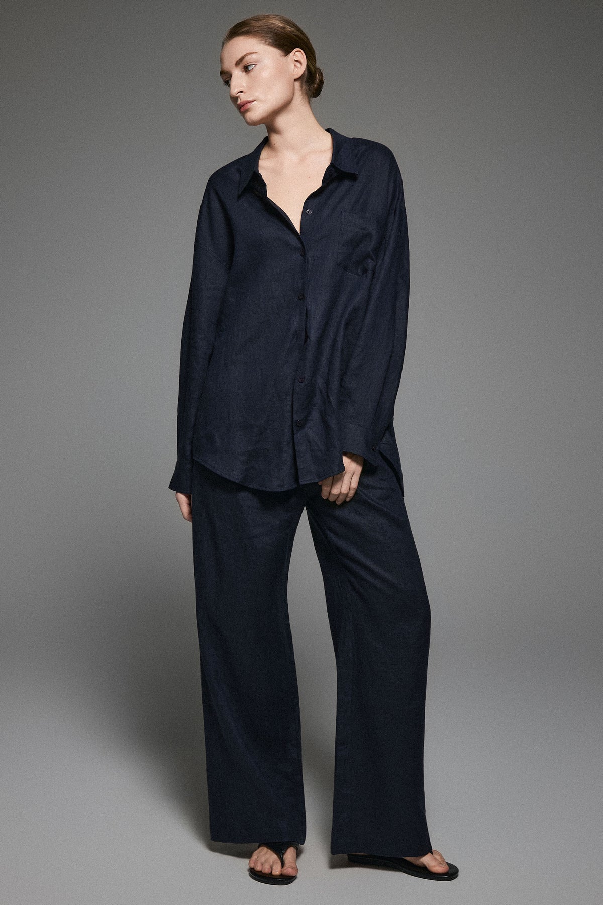 Oversized Linen Button-Up Shirt