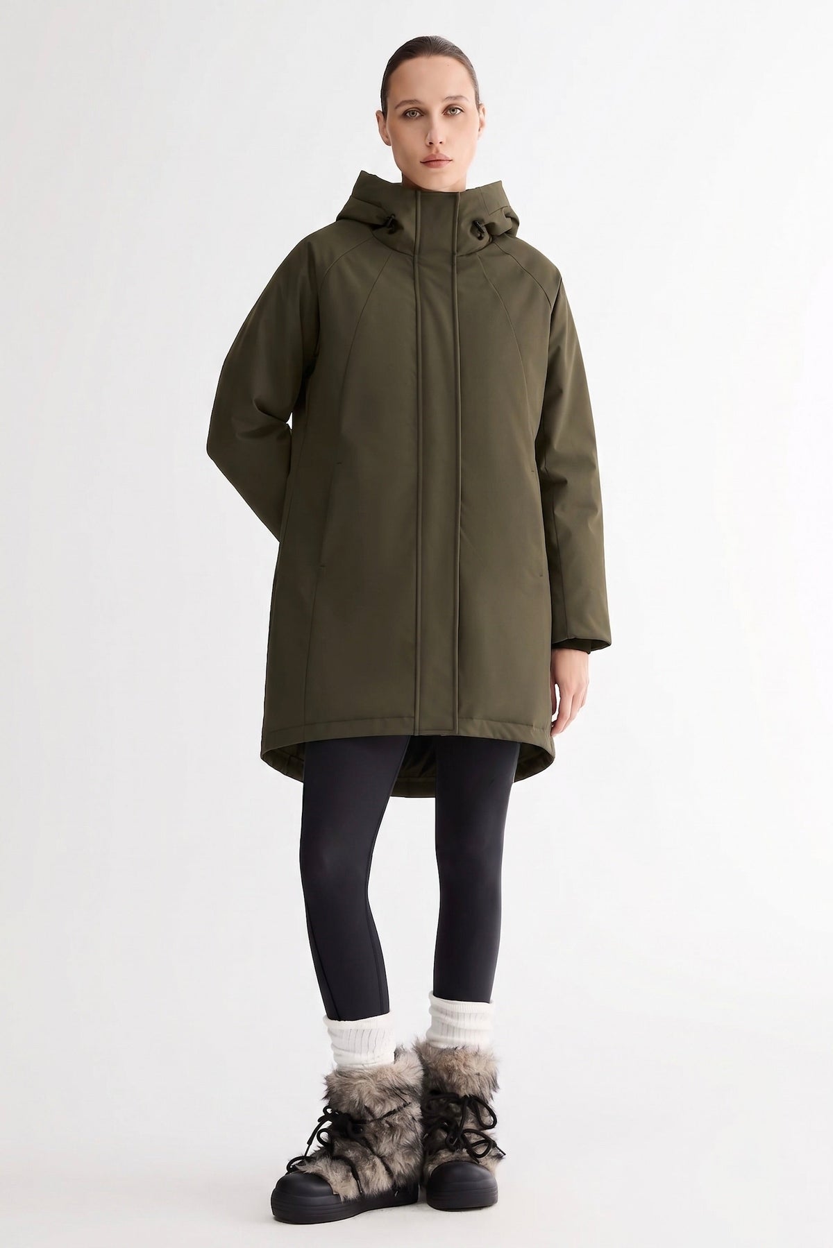 Mid-Length Windproof Parka Coat
