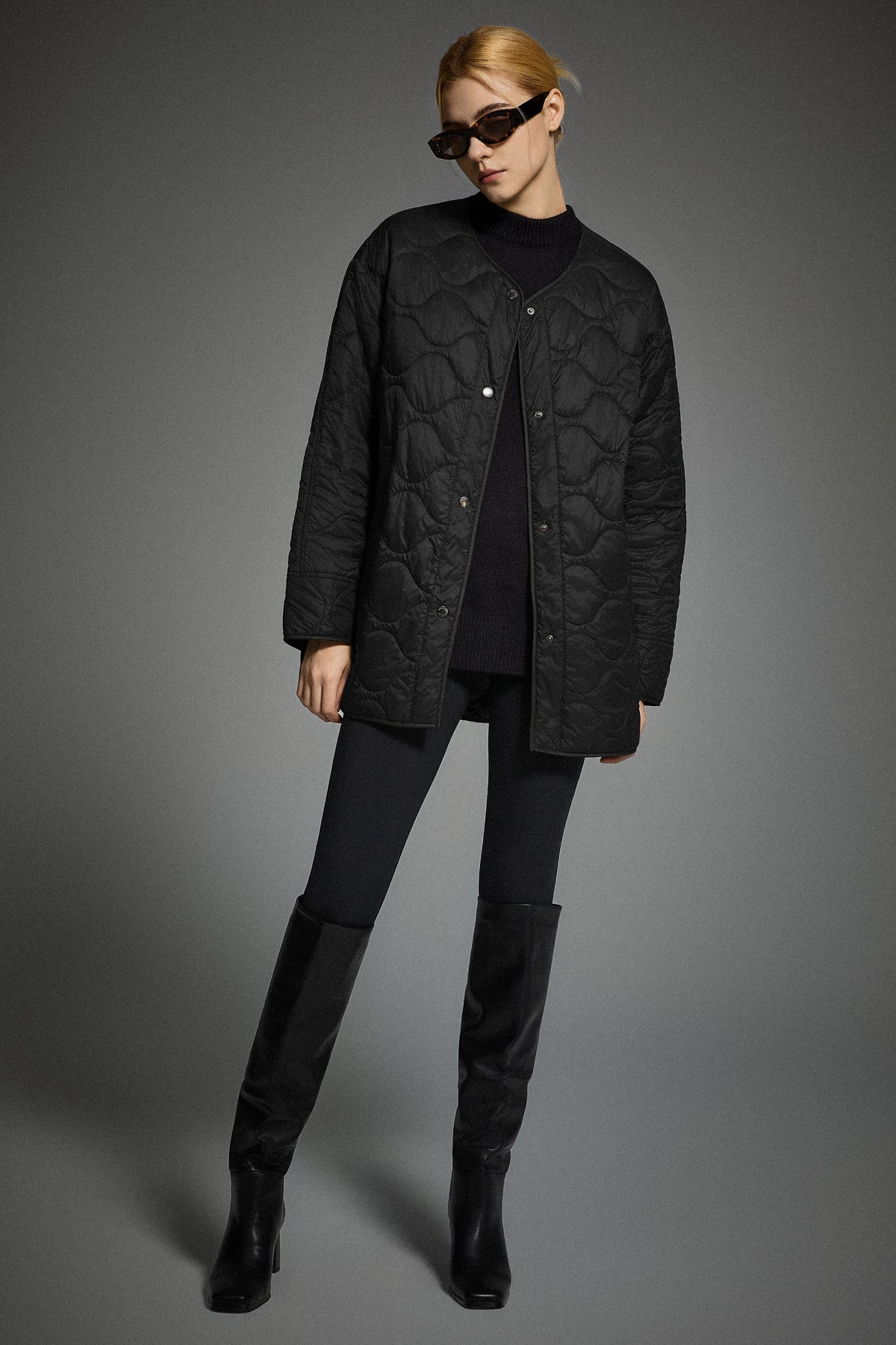 Oversized Quilted Drop-Shoulder Jacket