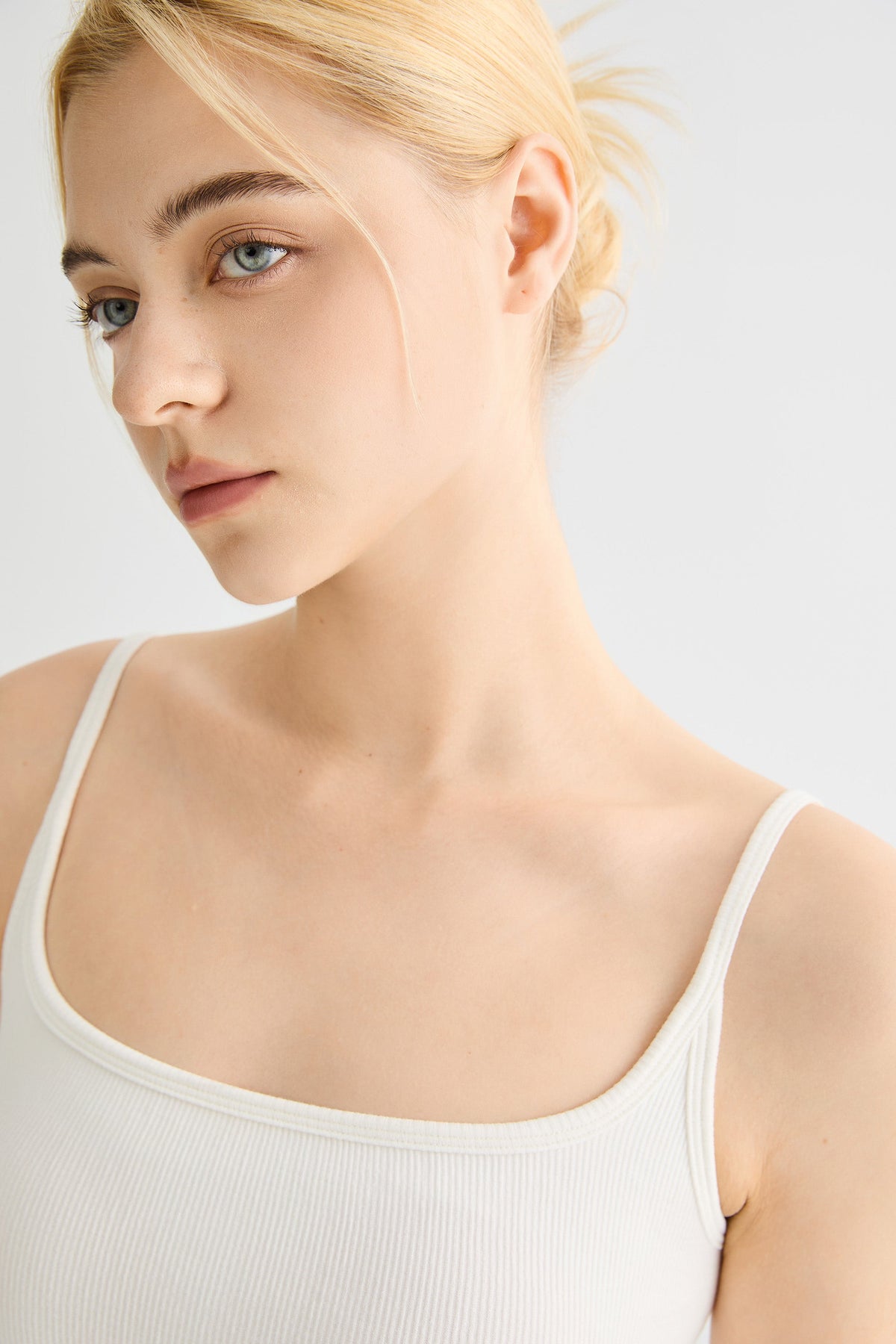 Padded Ribbed Square Neck Tank