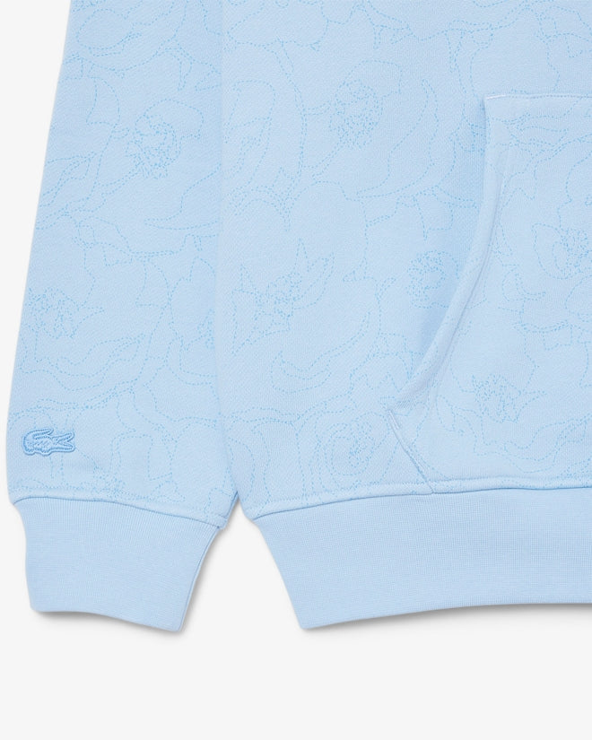 LACOSTE RELAXED FIT PRINTED HOODED FLEECE -Men’s-SKY BLUE -HBP