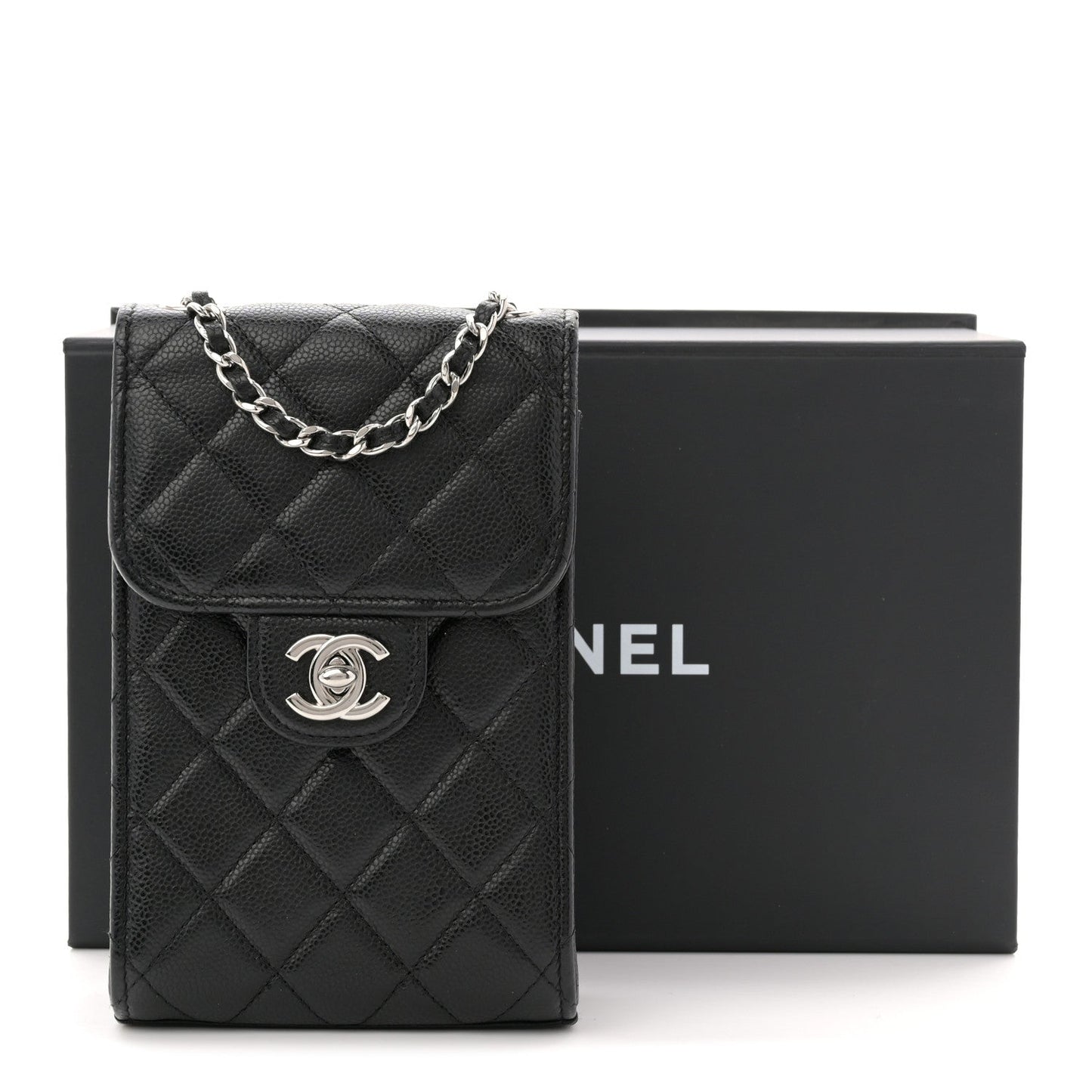 Caviar Quilted Classic Phone Holder Black