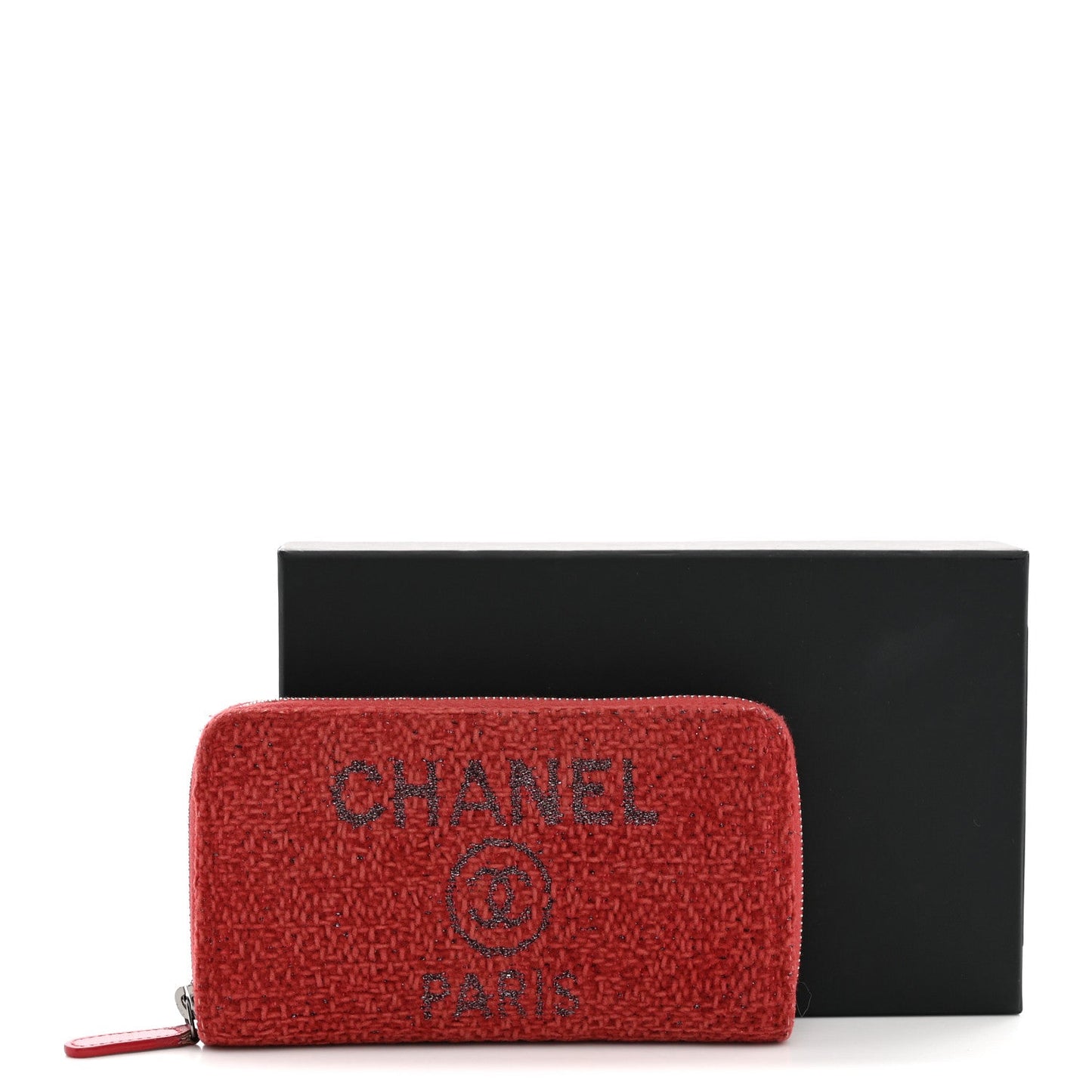 Lurex Boucle Deauville Medium Zip Around Wallet Red