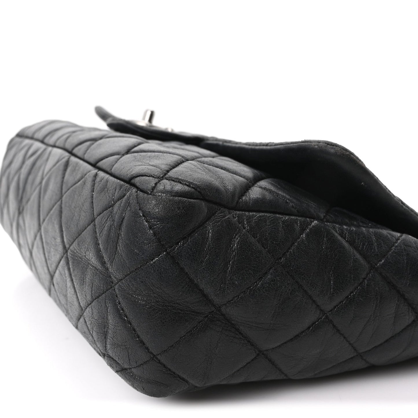 Lambskin Quilted Jumbo Single Flap Black