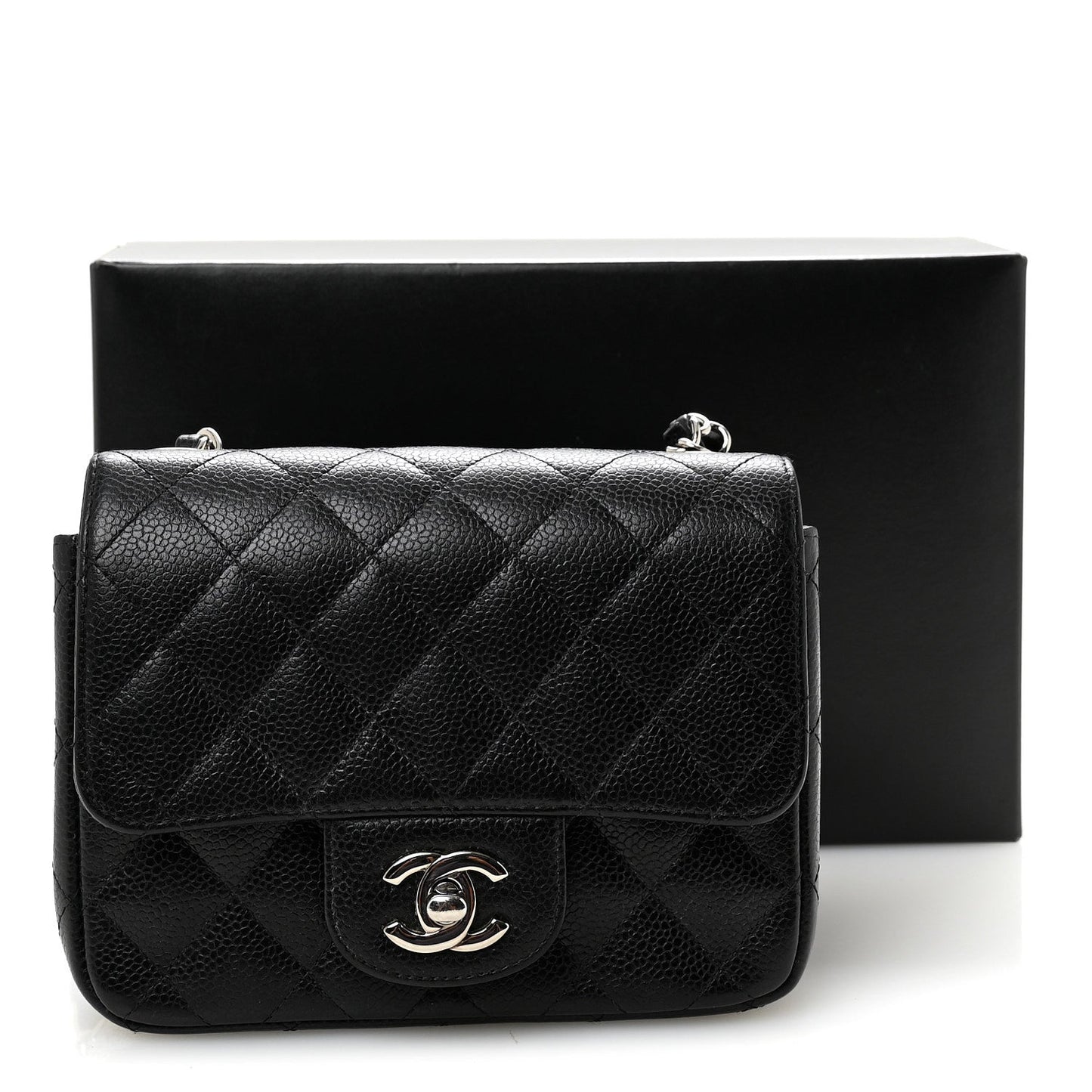 Caviar Quilted Mini Square Flap Black