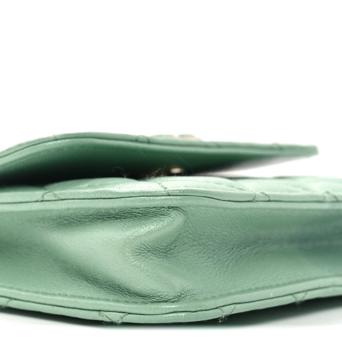 Lambskin Resin Quilted Mini Heart Coin Purse With Chain Light Green