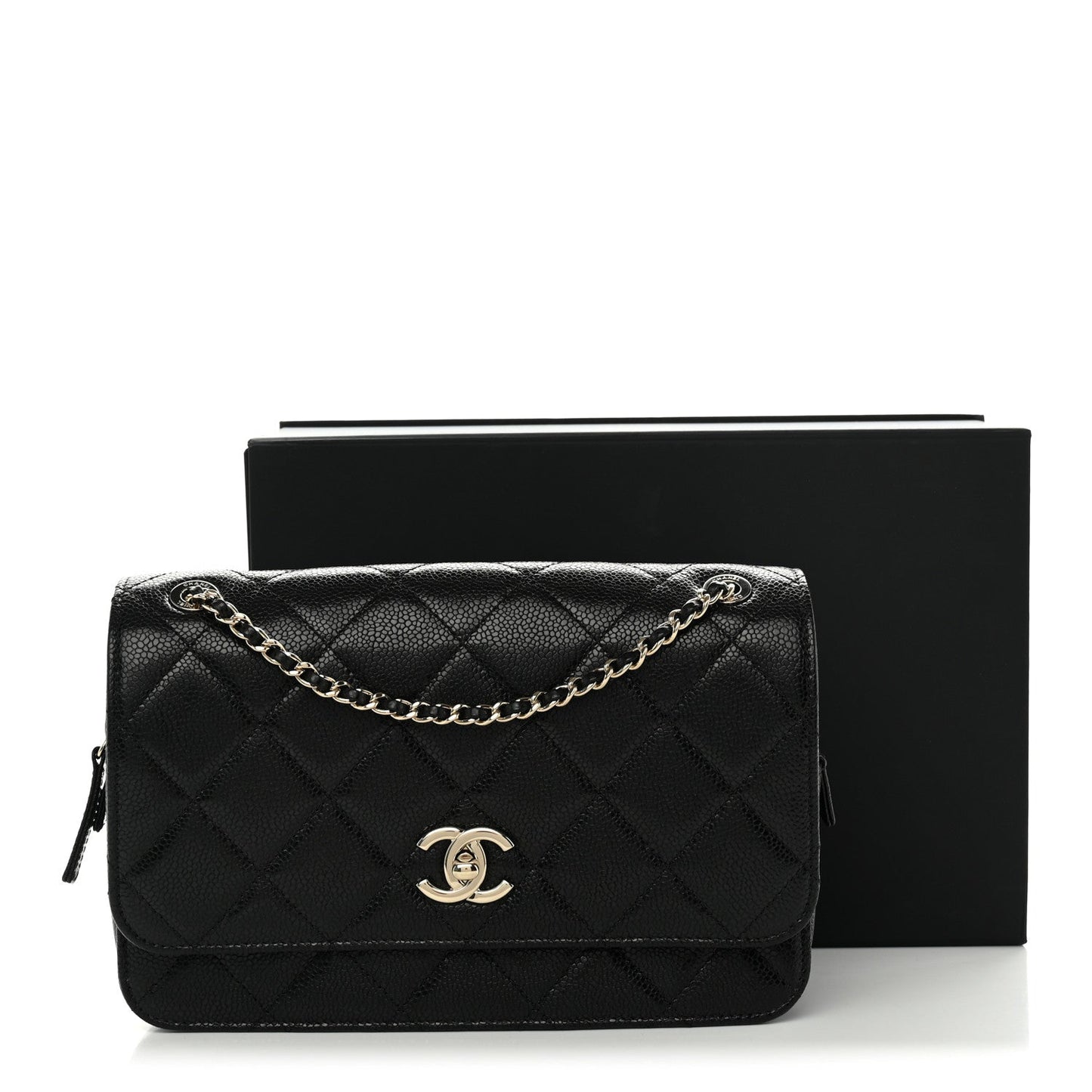 Caviar Quilted Single Flap Black
