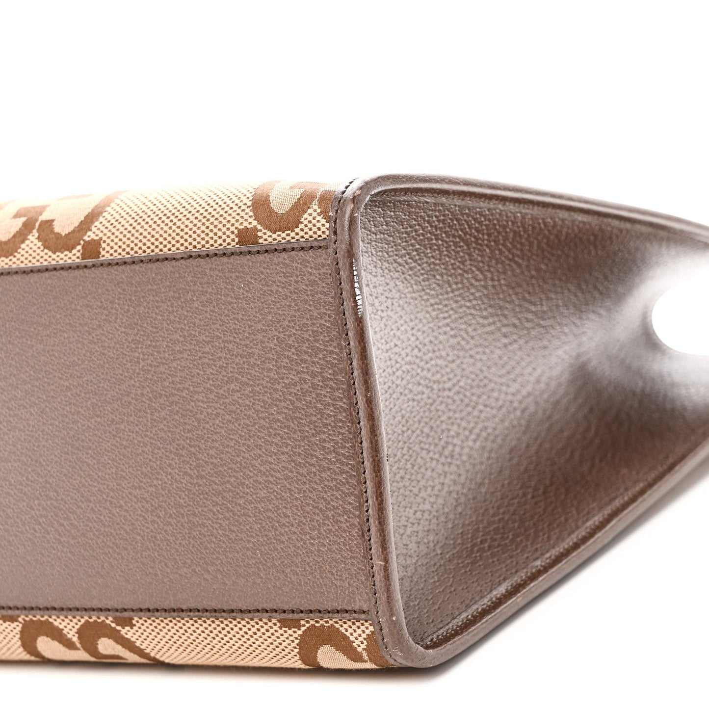 Monogram Jumbo GG Textured Dollar Calfskin Web Tote Bag Camel Ebony New Acero