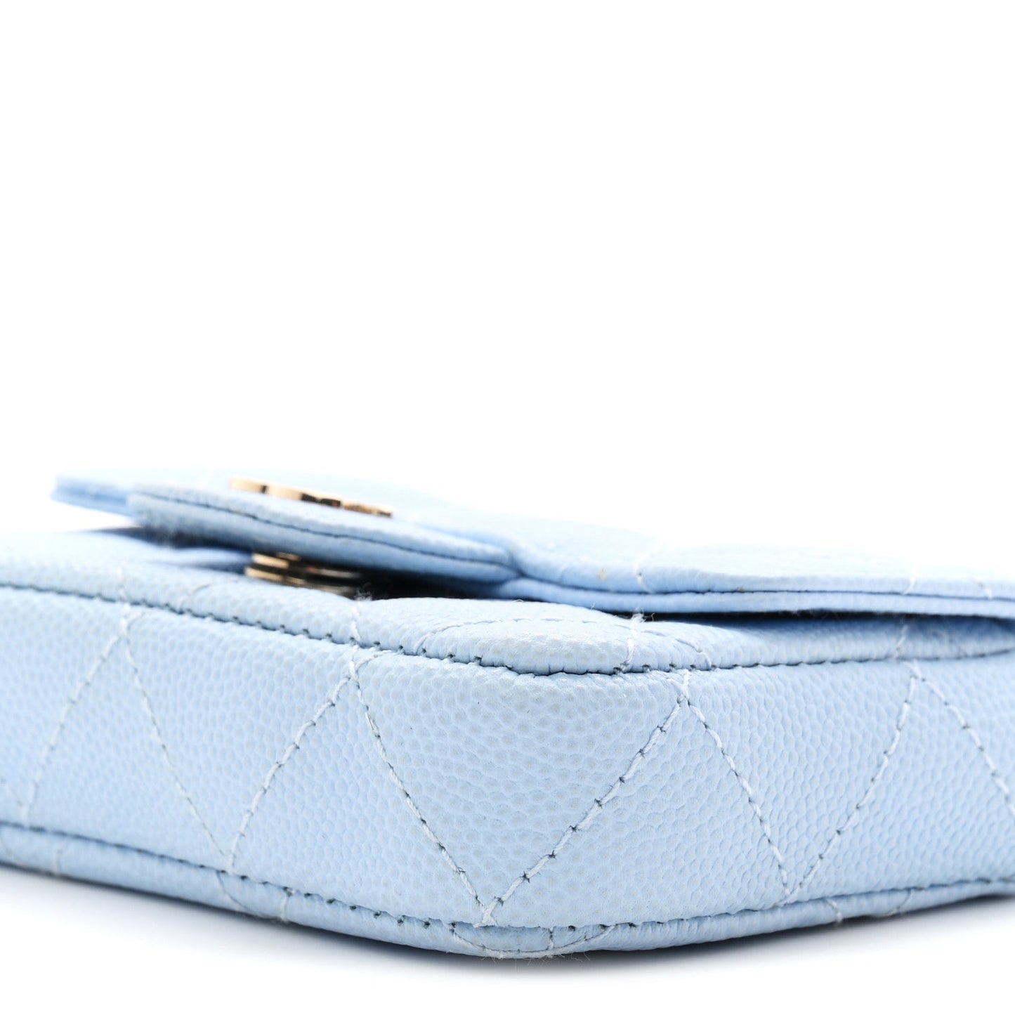 Caviar Quilted Flap Chain Waist Bag Light Blue