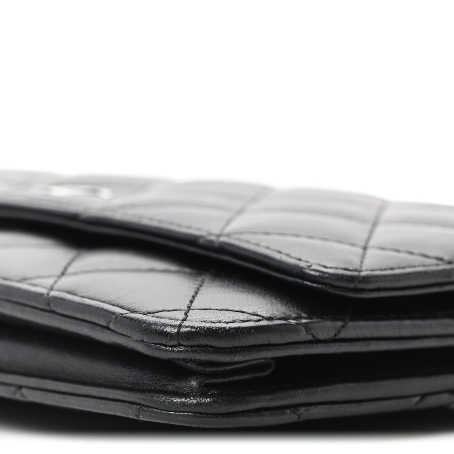 Lambskin Quilted Wallet On Chain WOC Black