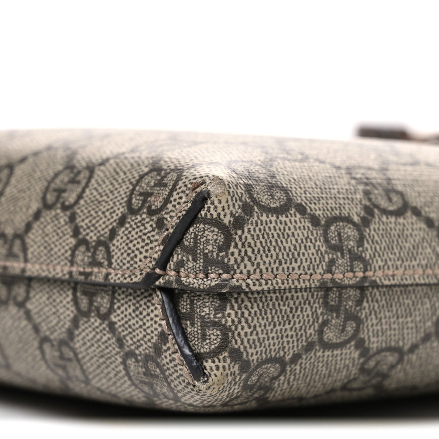 GG Supreme Monogram Azalea Calfskin Retro Interlocking G Wristlet Messenger Bag Beige Ebony Brown Sugar