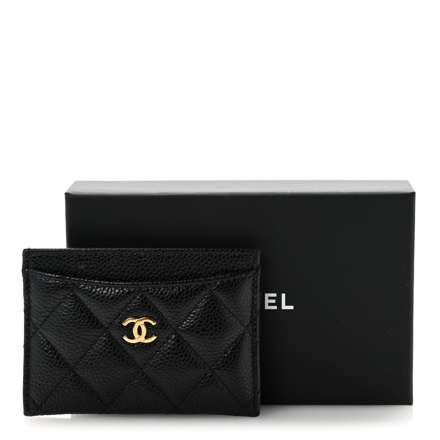 Caviar Quilted Card Holder Black