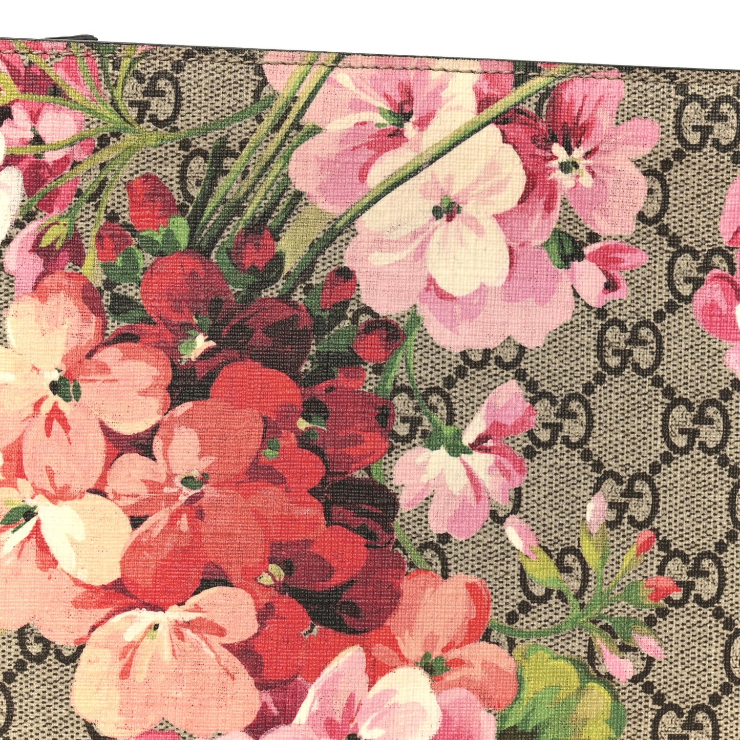 GG Supreme Monogram Blooms Large Cosmetic Case Beige Multicolor Dry Rose