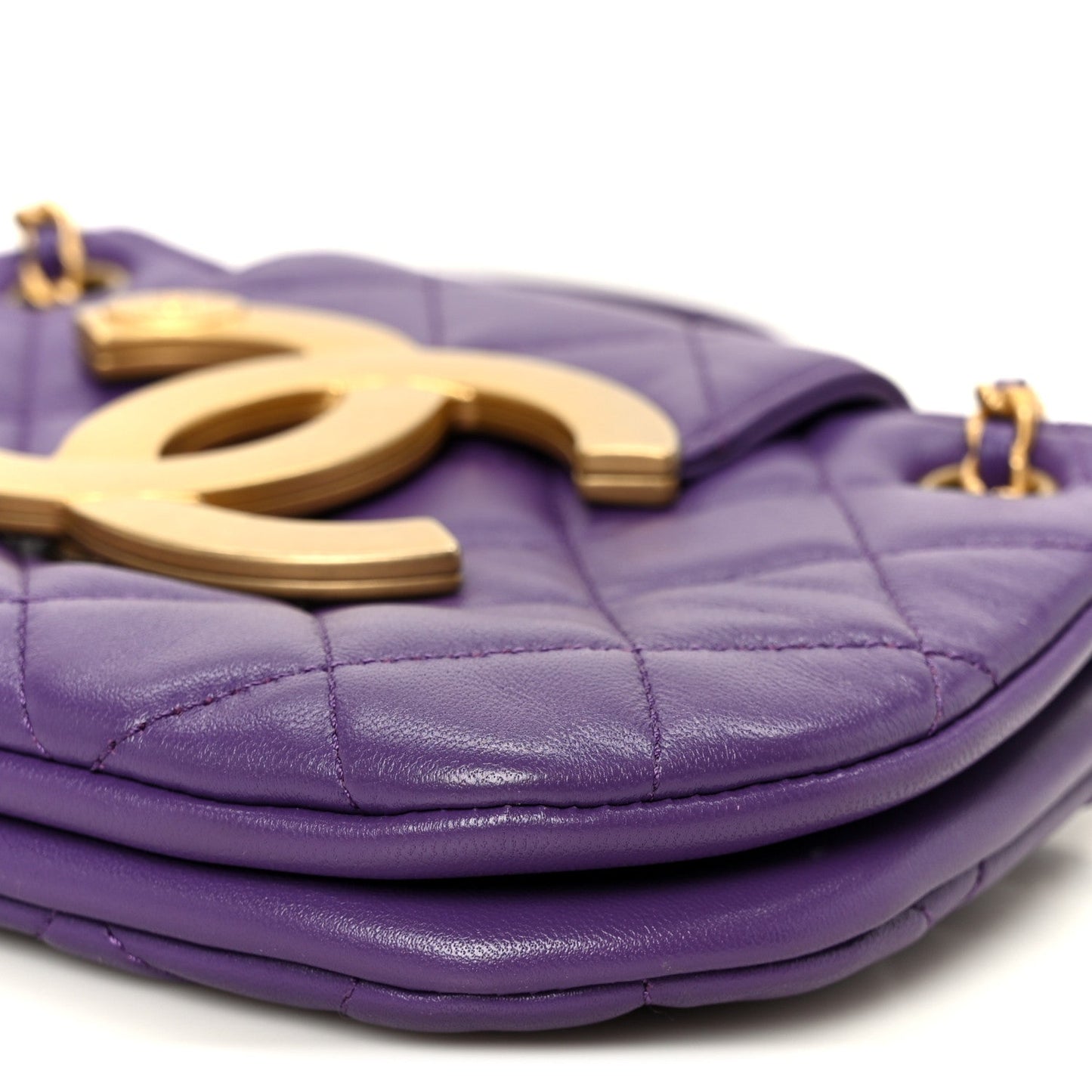 Lambskin Quilted Small Messenger Bag Purple