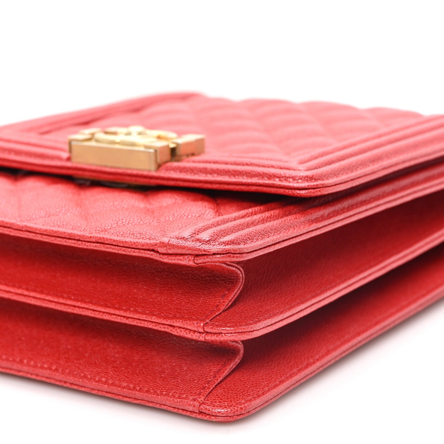 Caviar Quilted North South Boy Flap Red