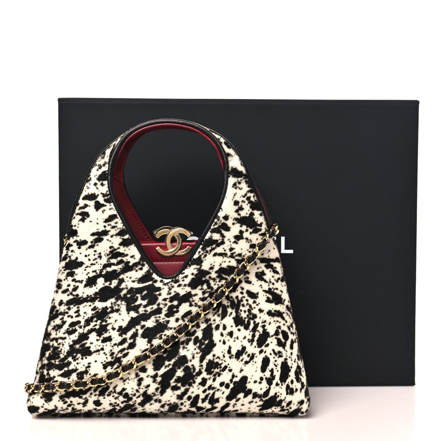 Pony Hair Printed Chic Lady Small Shopping Tote White Black