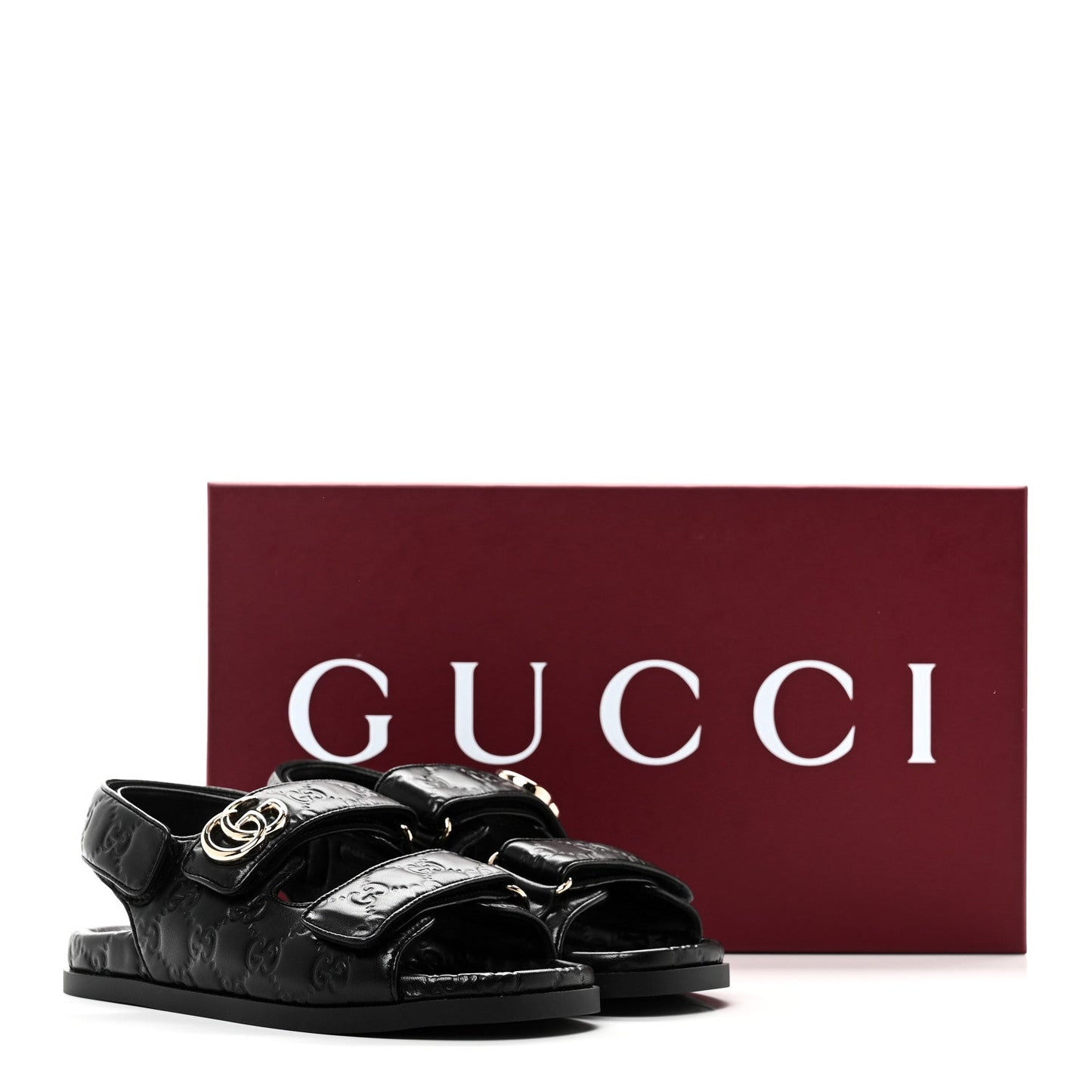 Guccissima GG Embossed Womens Sandals 35 Black