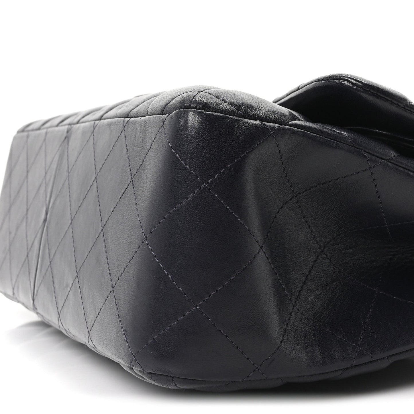 Lambskin Quilted Jumbo Double Flap Navy