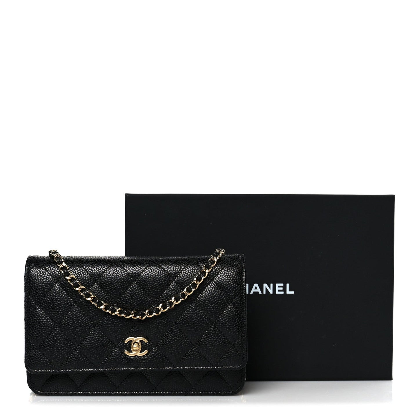 Caviar Quilted CC Turnlock Wallet On Chain WOC Black
