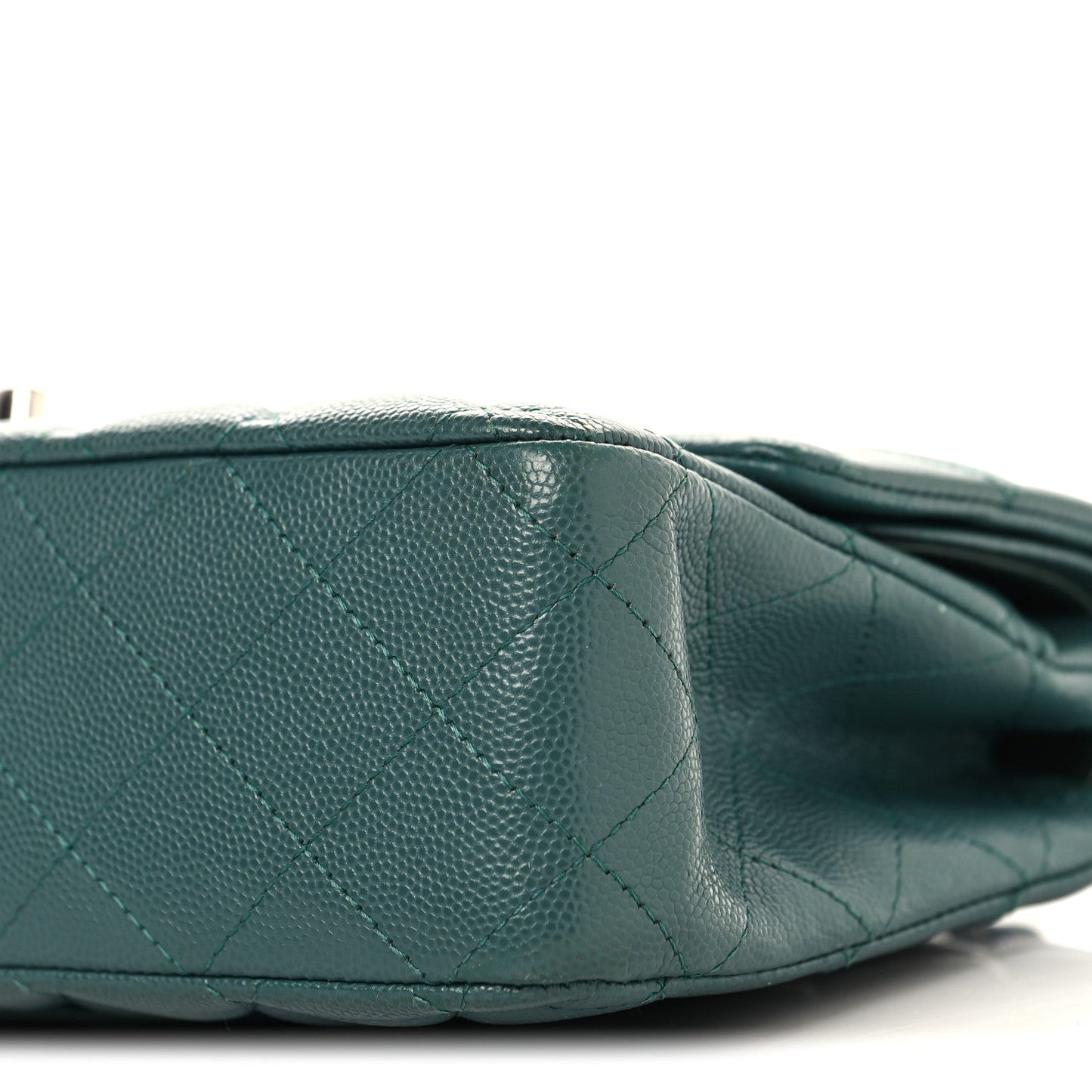 Caviar Quilted Medium Double Flap Green