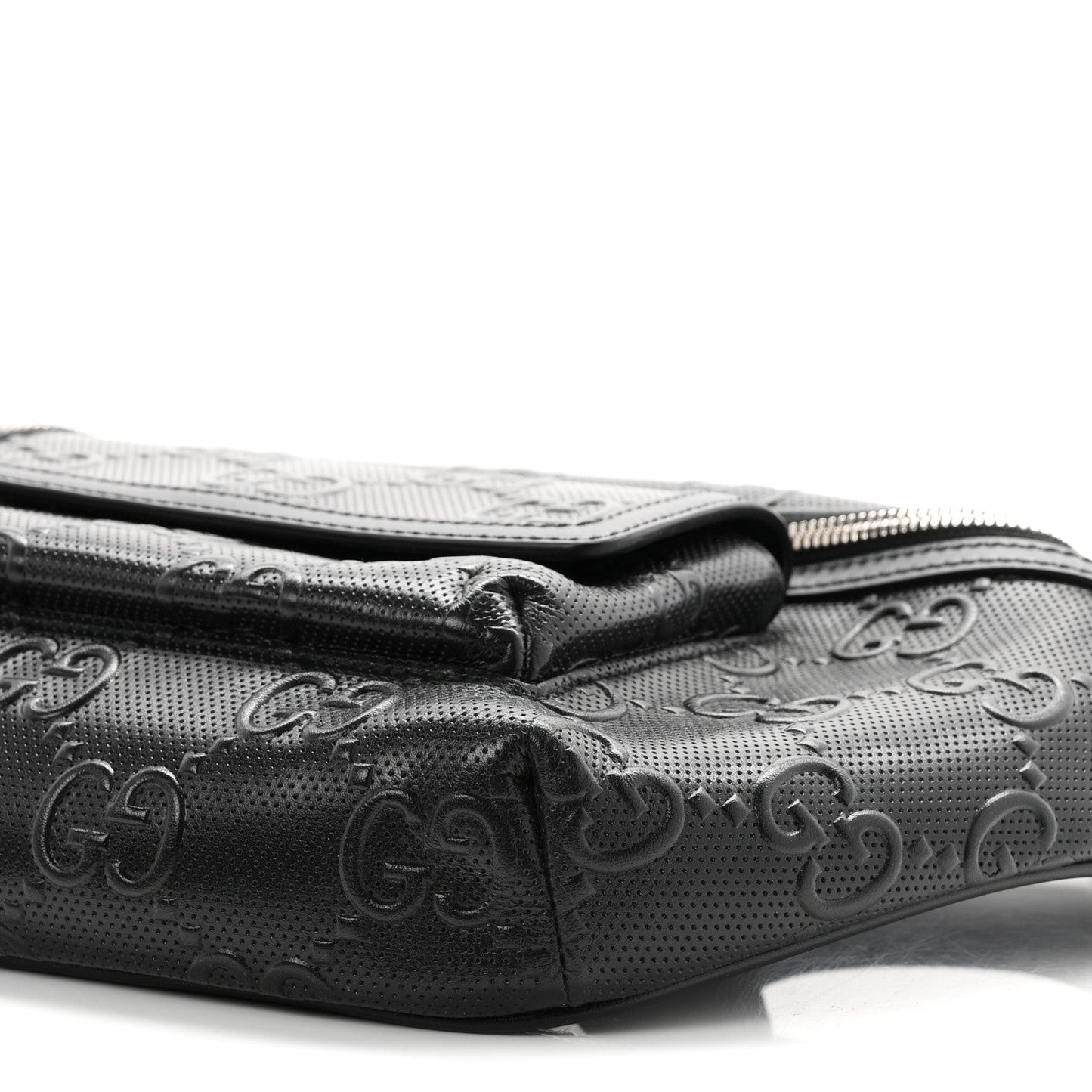 Calfskin GG Tennis Embossed Pocket Belt Bag Black
