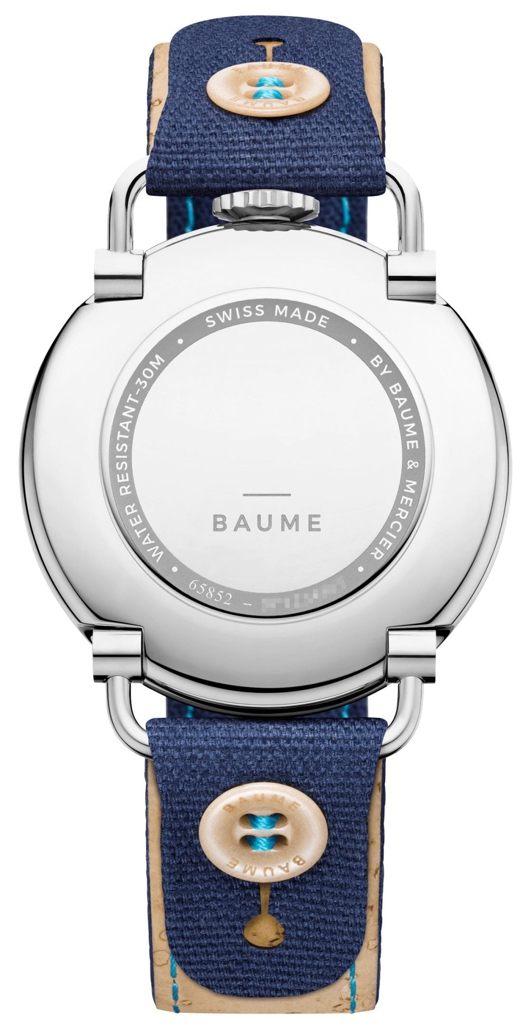 Baume & Mercier Baume Stainless Steel Blue Dial Blue Cotton Strap Date Quartz Mens Watch M0A10601