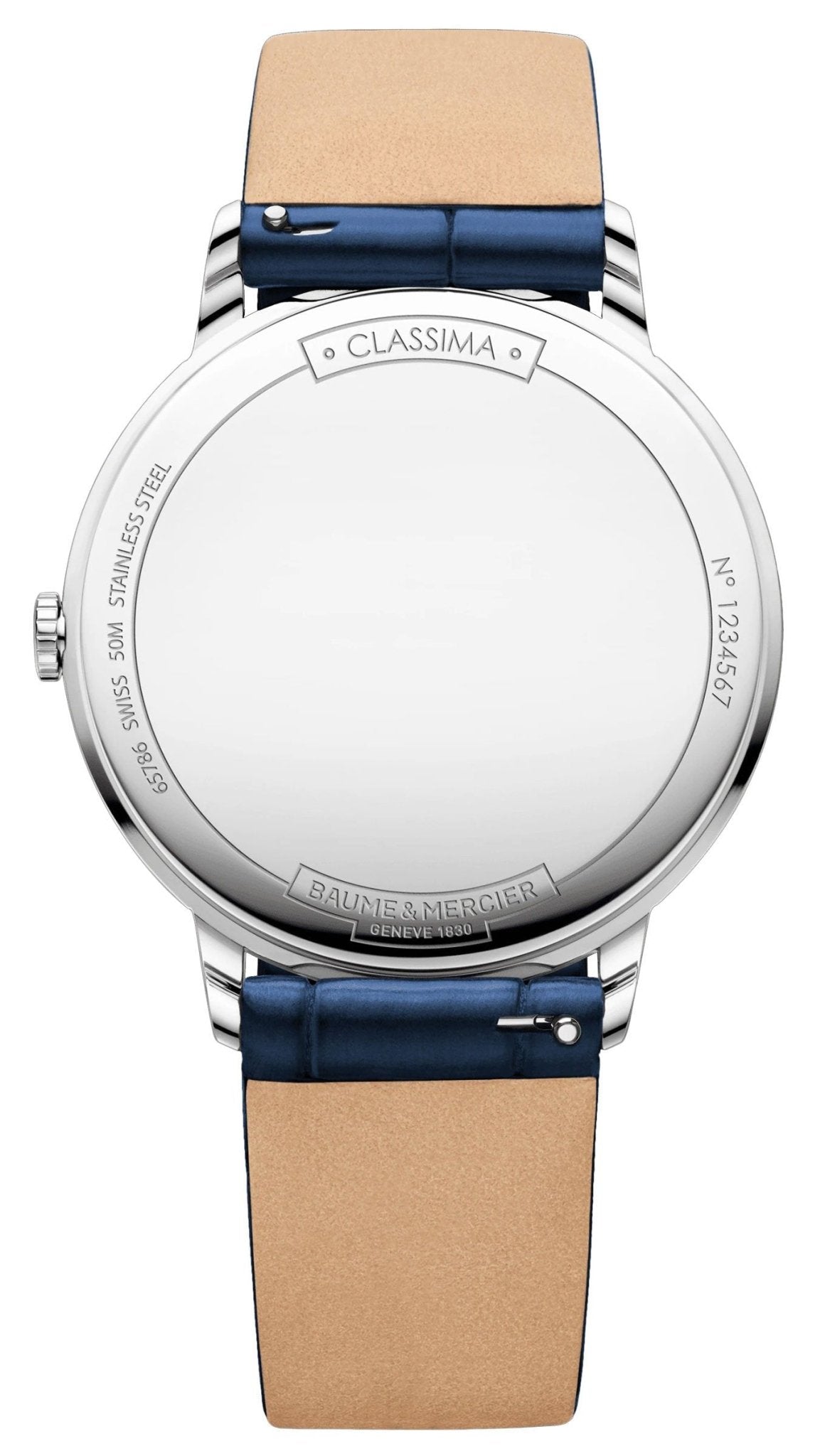 Baume & Mercier Classima White Dial Blue Leather Strap Date Quartz Womens Watch M0A10355