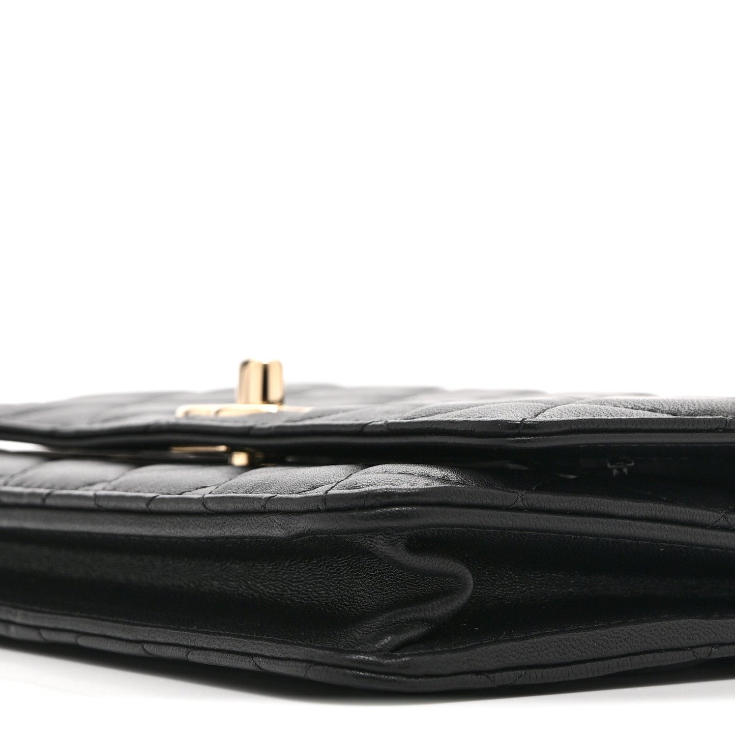 Lambskin Quilted Trendy CC Wallet On Chain WOC Black