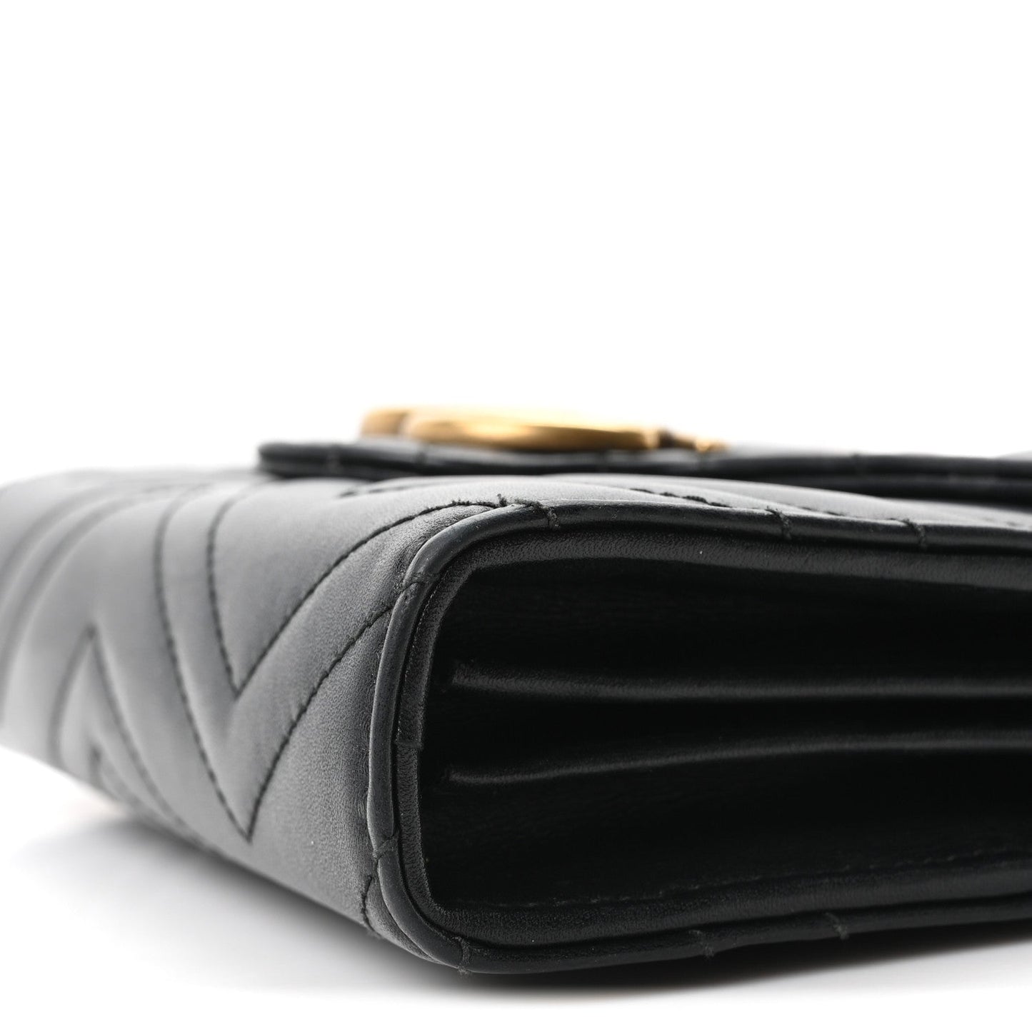 Calfskin Matelasse GG Marmont Chain Wallet Black