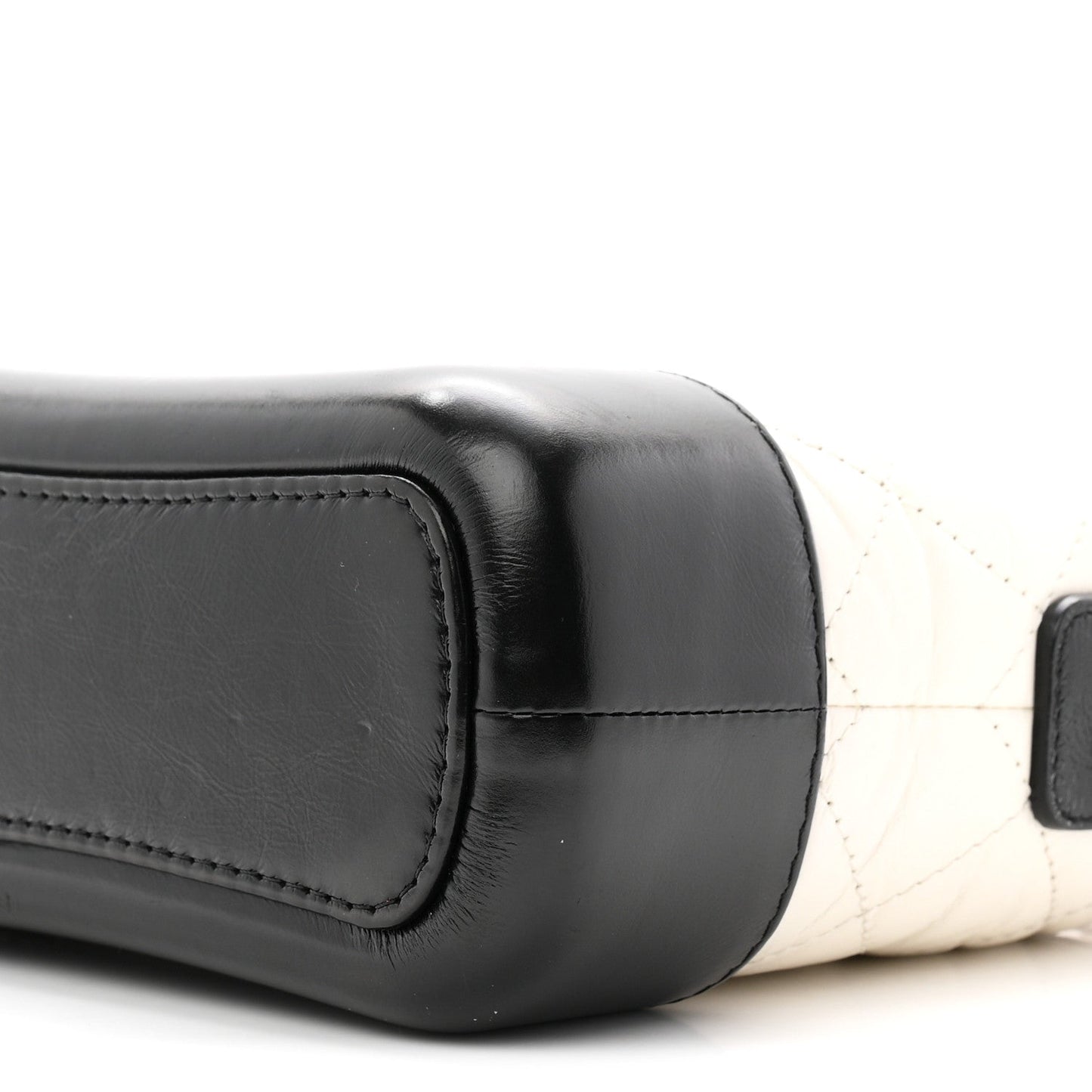 Aged Calfskin Quilted Small Gabrielle Hobo Black White