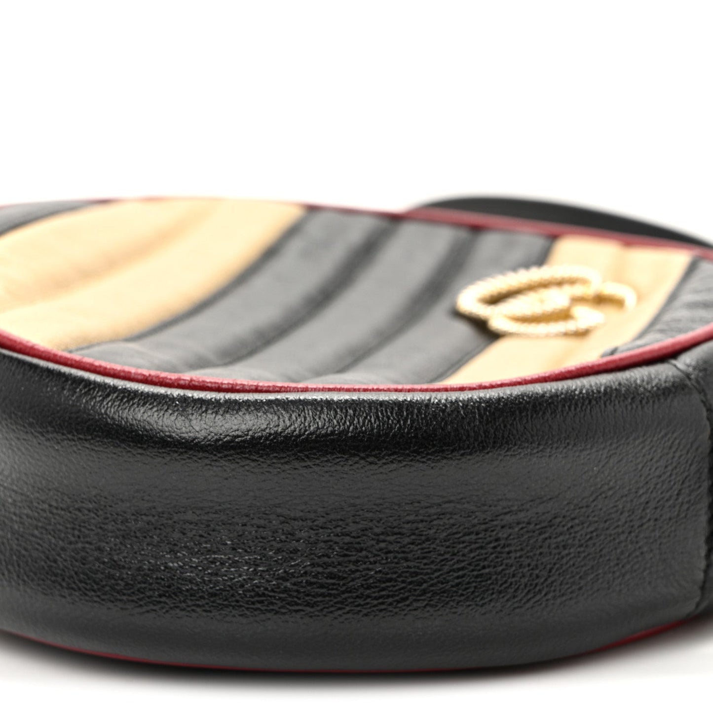 Azalea Calfskin Matelasse Diagonal Patchwork Mini Torchon GG Marmont Round Shoulder Bag Black Beige Romantic Cerise