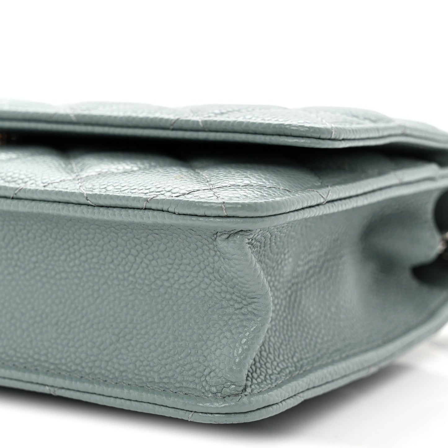 Caviar Quilted Wallet on Chain WOC Light Blue