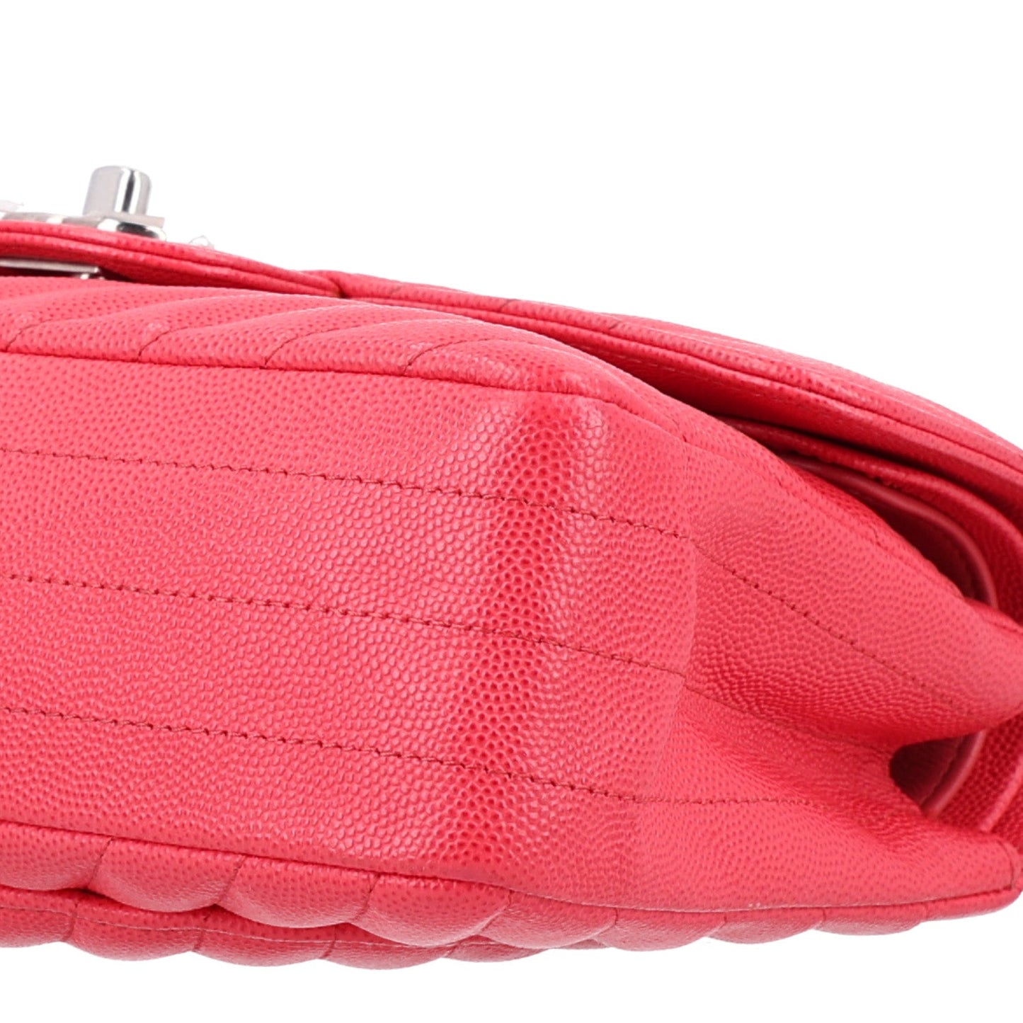Caviar Chevron Quilted Small Double Flap Dark Pink