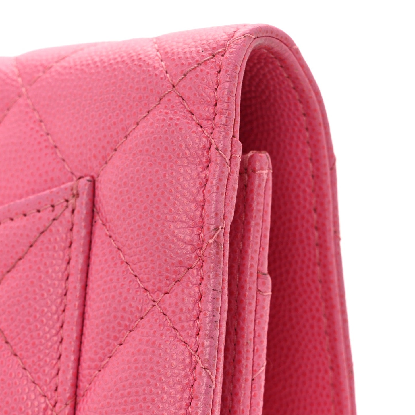Caviar Quilted Wallet on Chain WOC Pink