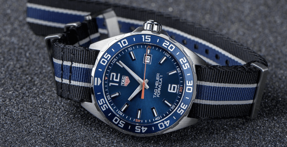 Tag Heuer Formula 1 Quartz Blue Dial Two Tone NATO Strap Watch for Men - WAZ1010.FC8197
