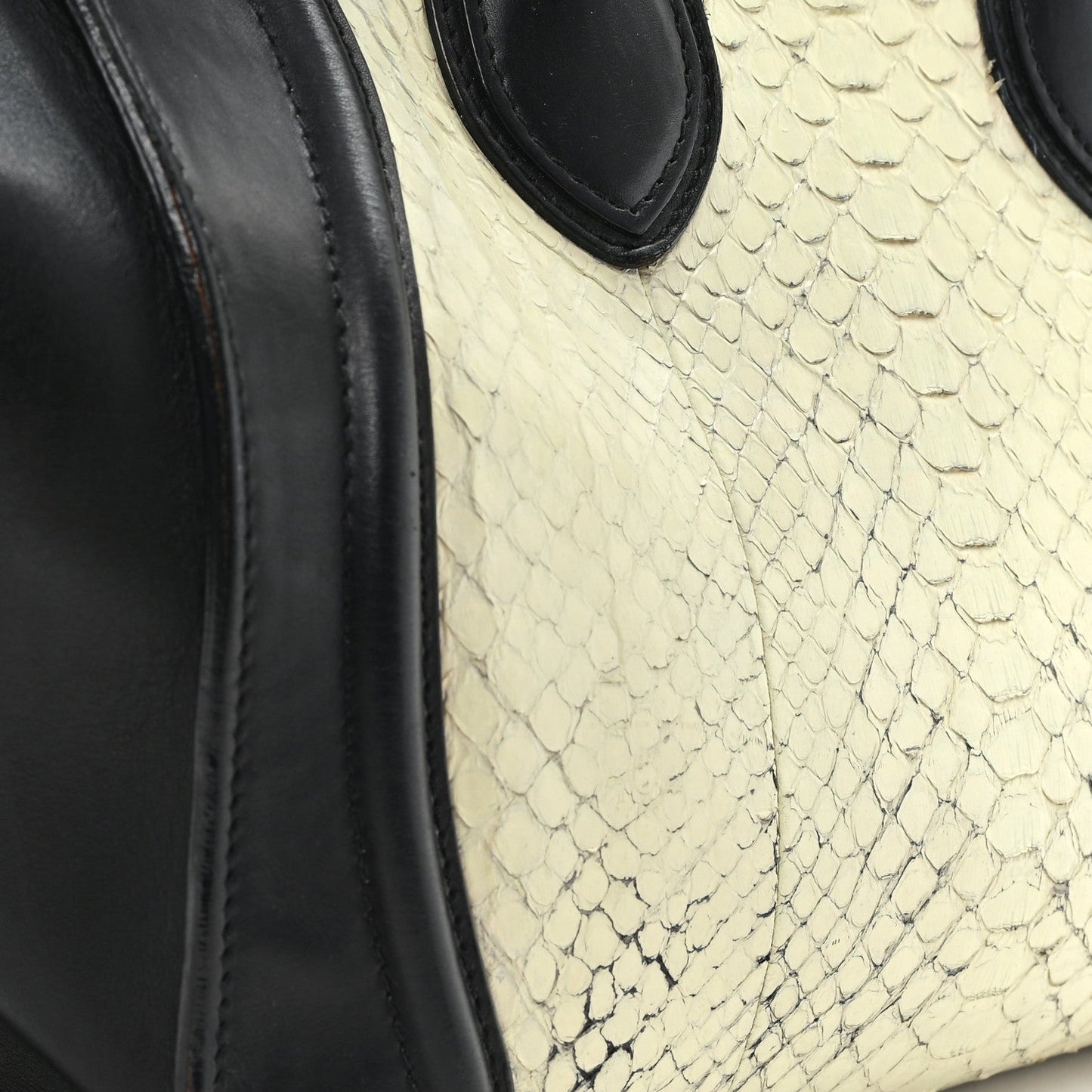 Calfskin Snakeskin Mini Luggage Black White